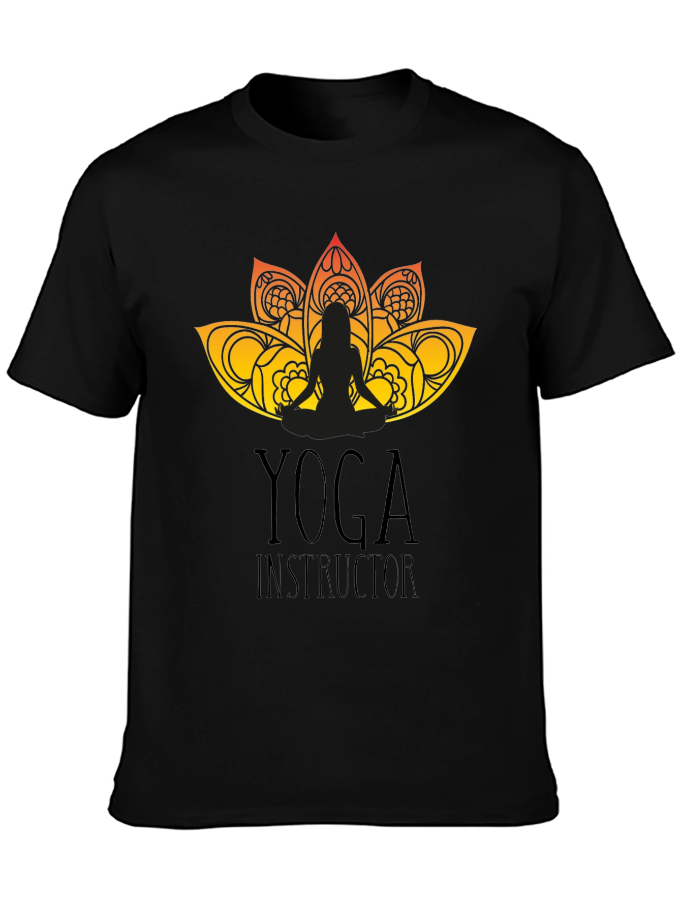 Black Yoga Instructor Graphic Black T-Shirt view 3