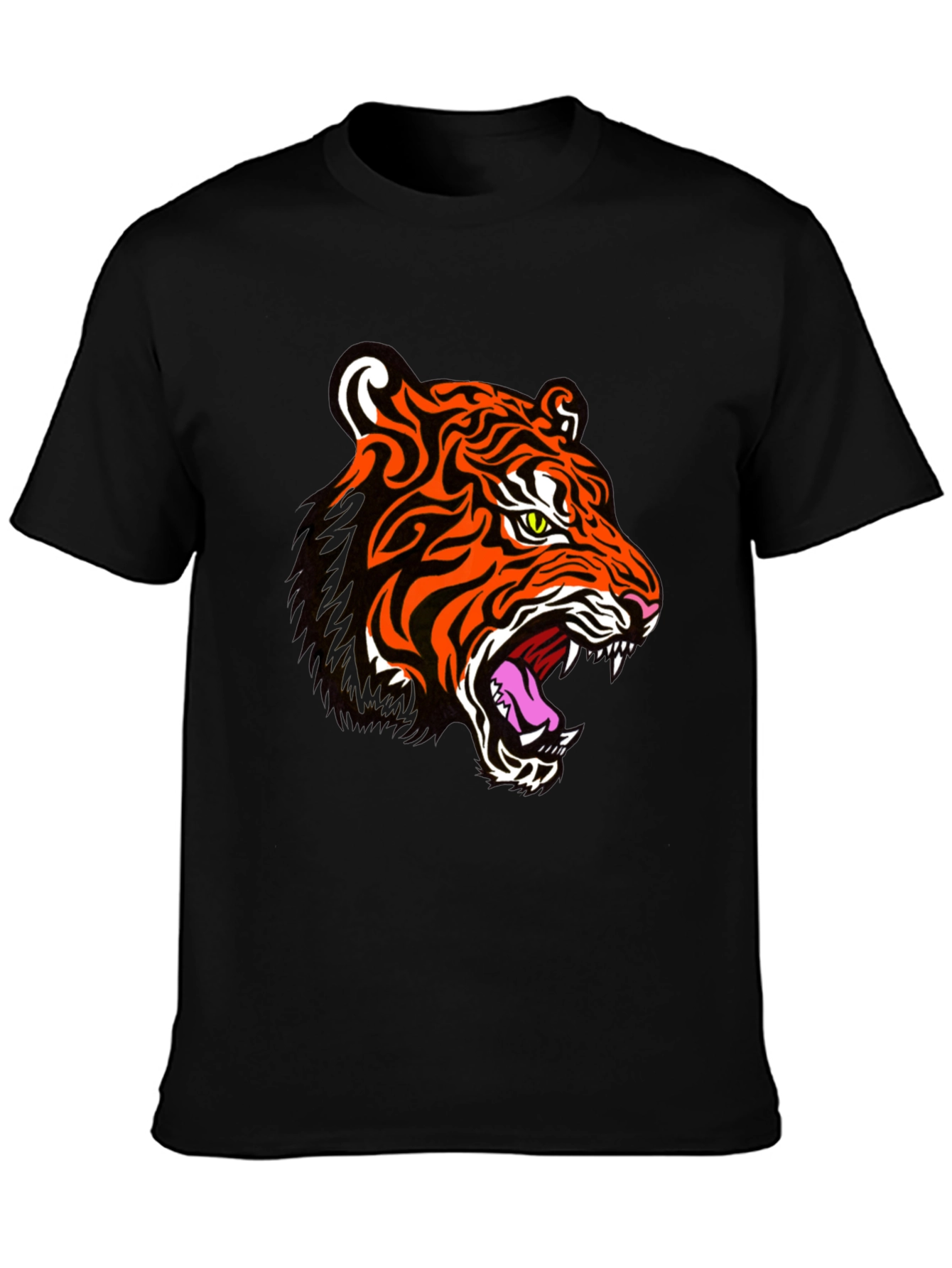 Black Tiger Graphic Print Black T-Shirt view 3