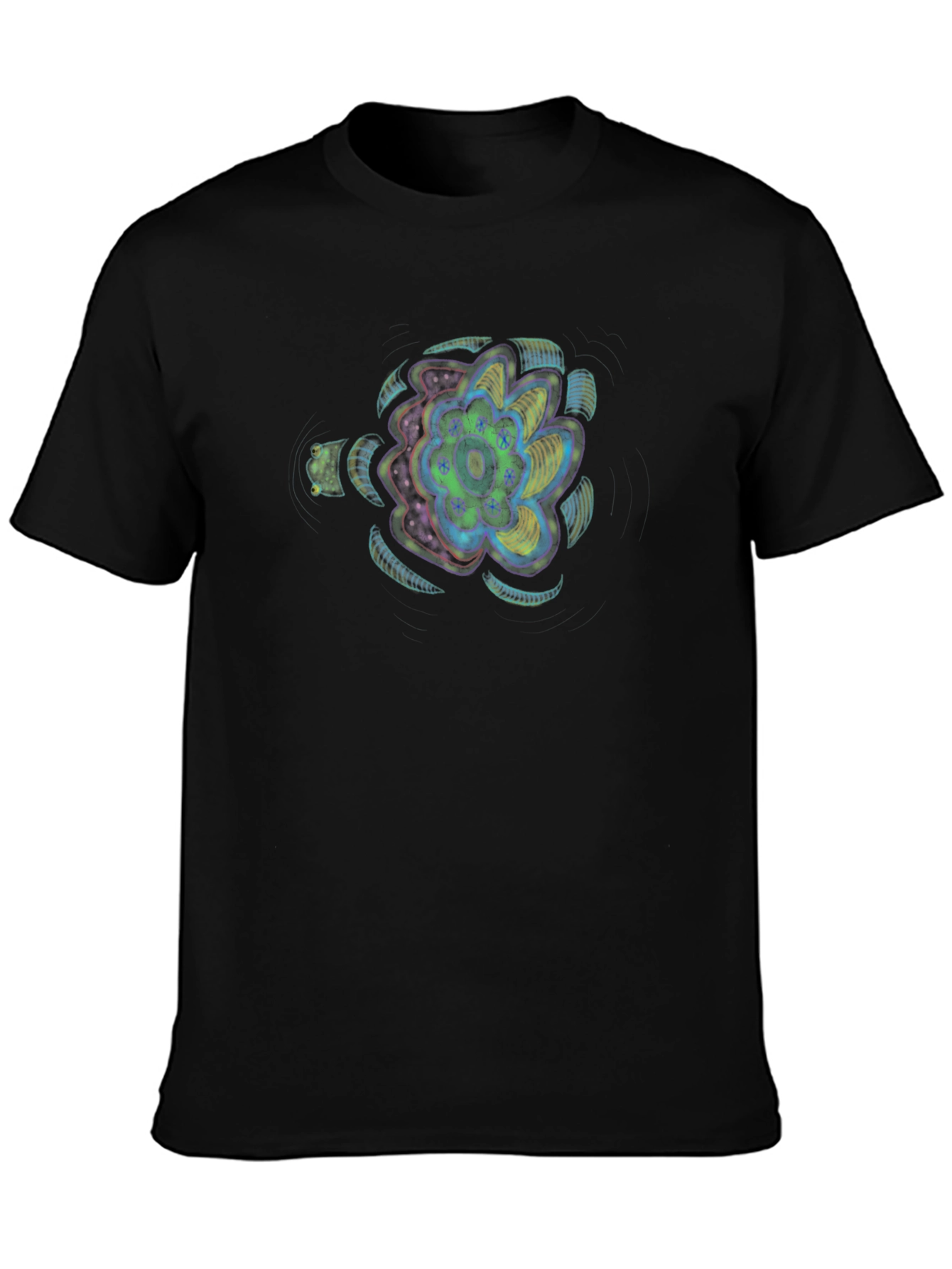 Black Abstract Flower Graphic Black T-Shirt view 3