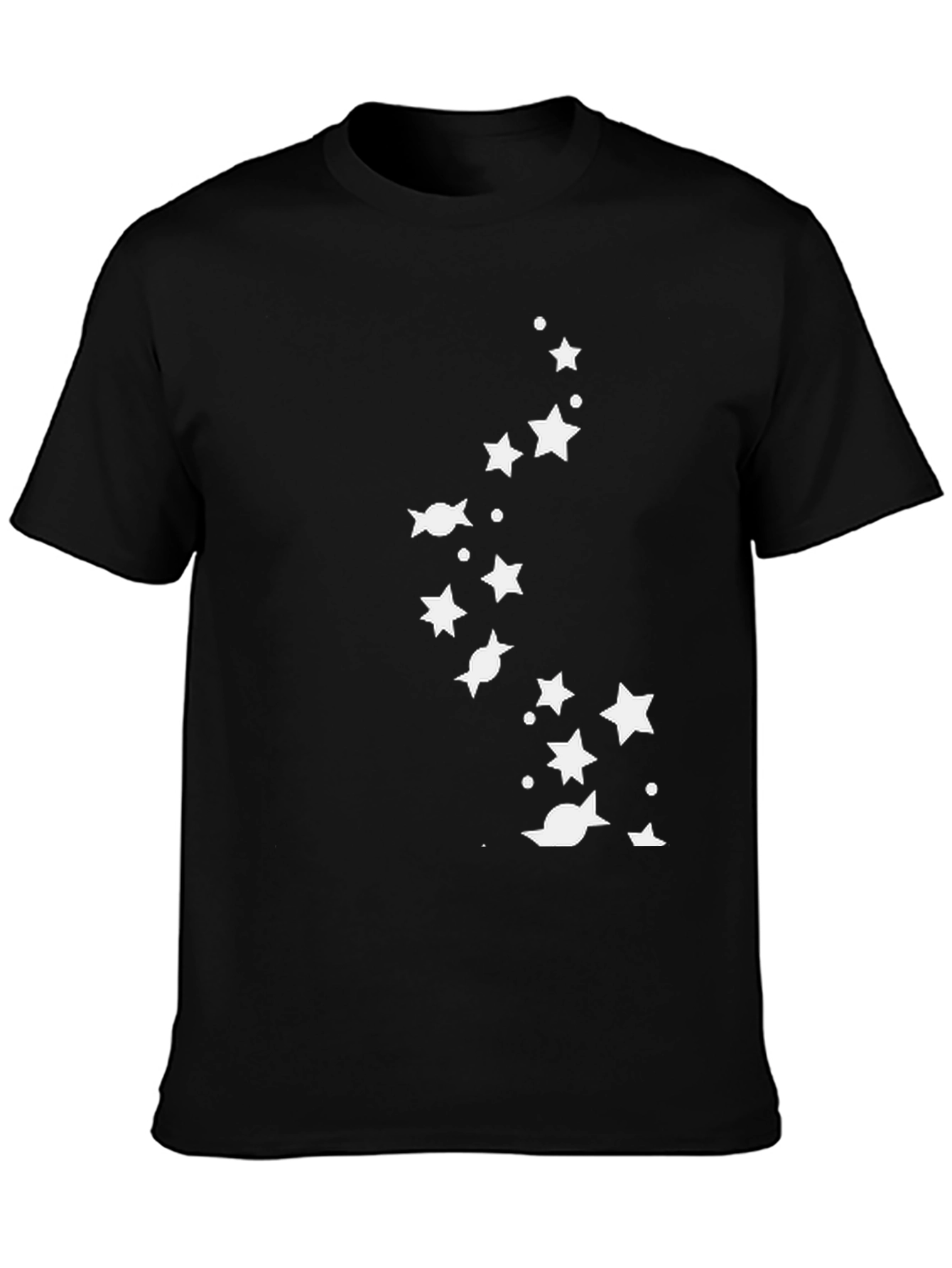 Black Starry Night Men's Black Graphic Tee view 3