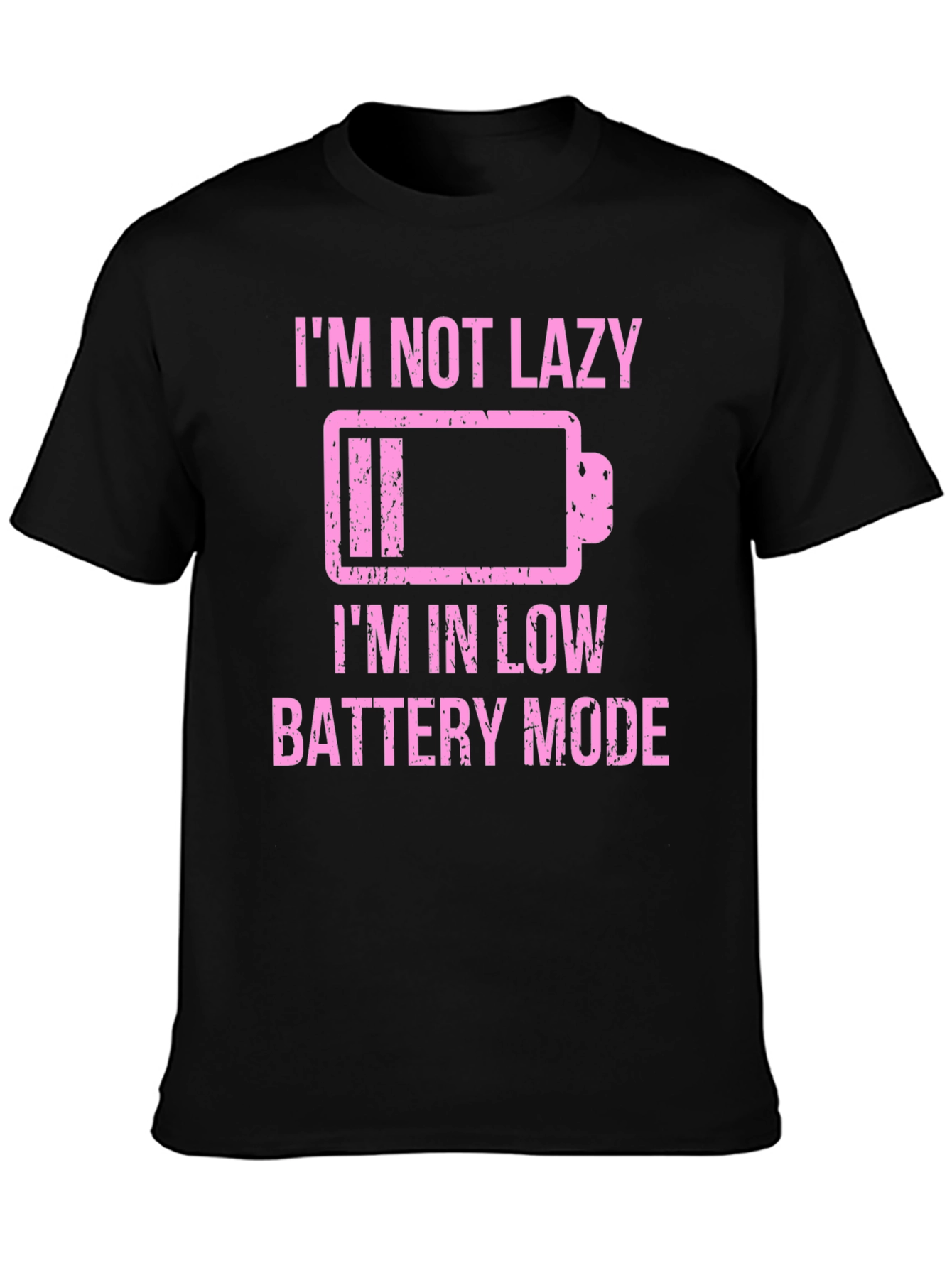 Black Funny Low Battery Mode Graphic Tee - Black view 3