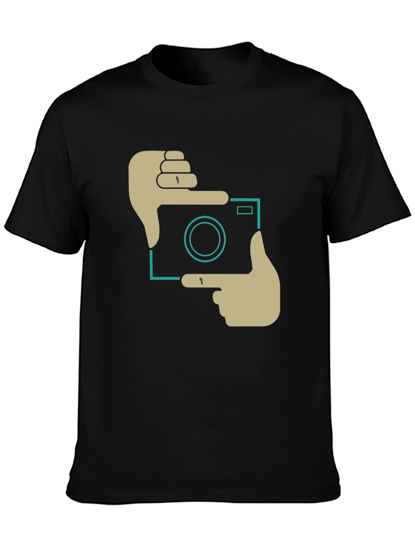 Black Trendy Camera Frame Graphic Black T-Shirt view 3