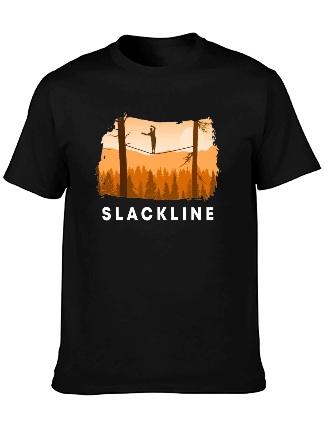 Black Slackline T-Shirt Balance in Nature view 3