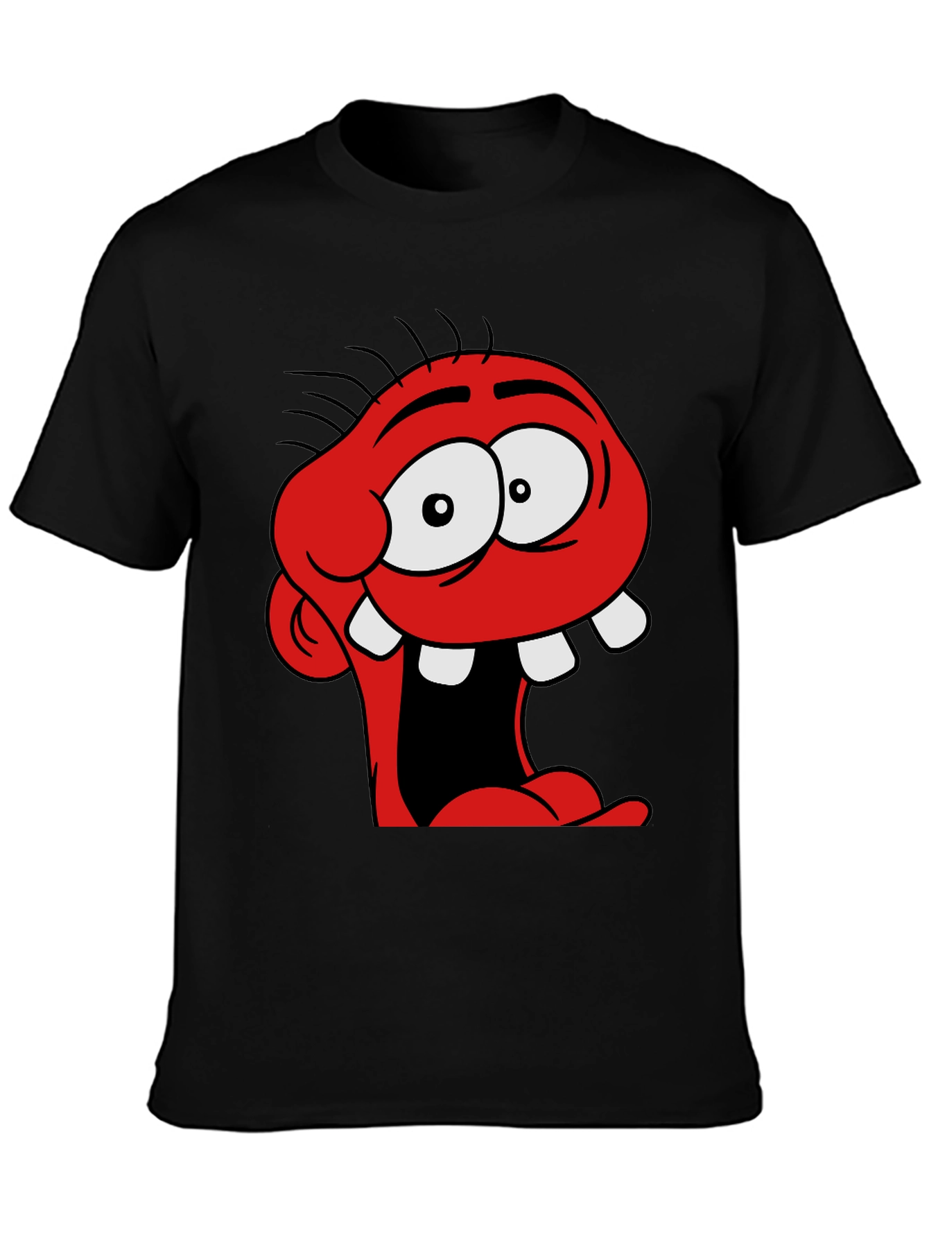 Black Cartoon Monster Graphic Black T-Shirt view 3