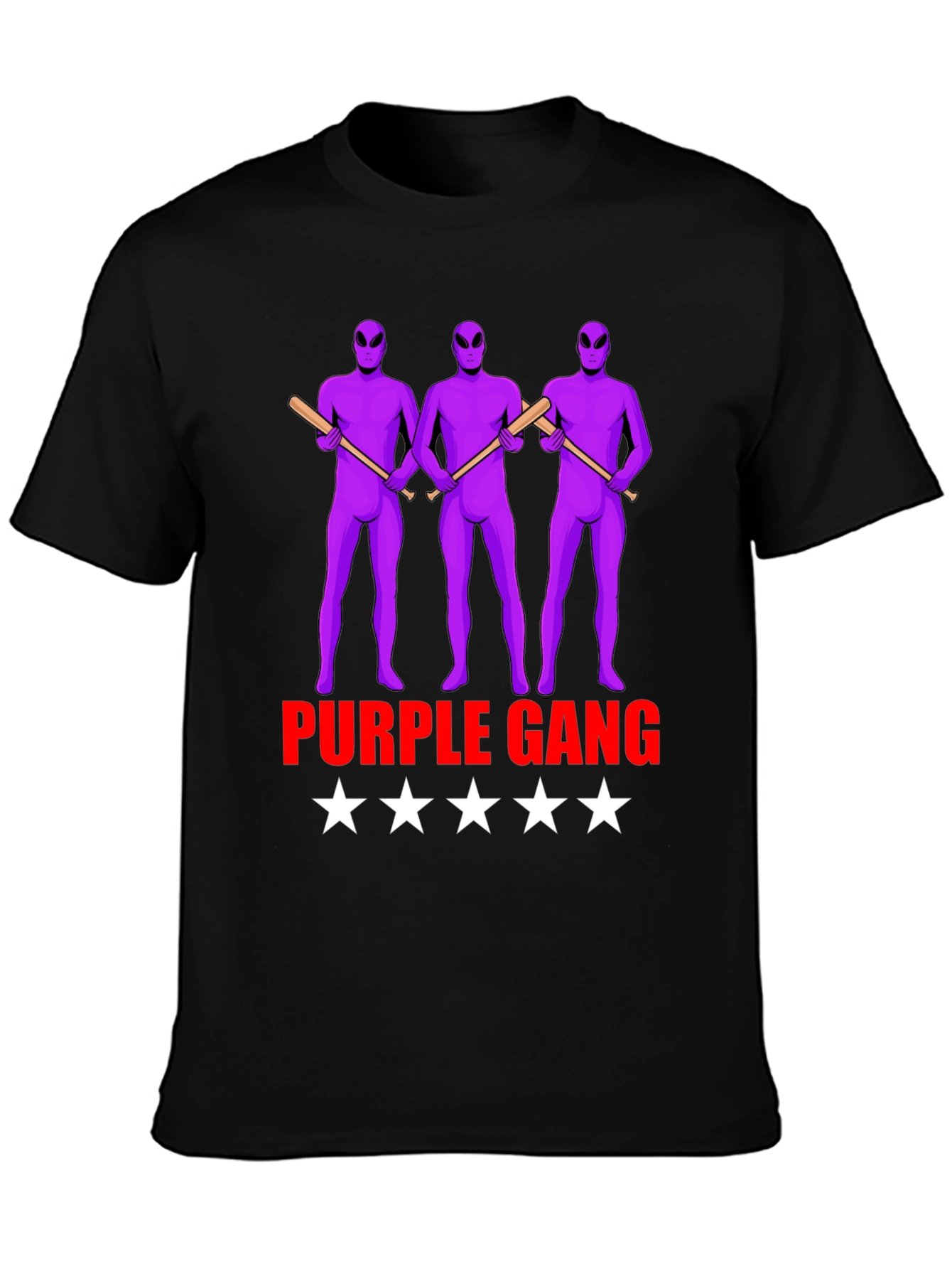 Black Purple Gang Alien Graphic T-Shirt view 3