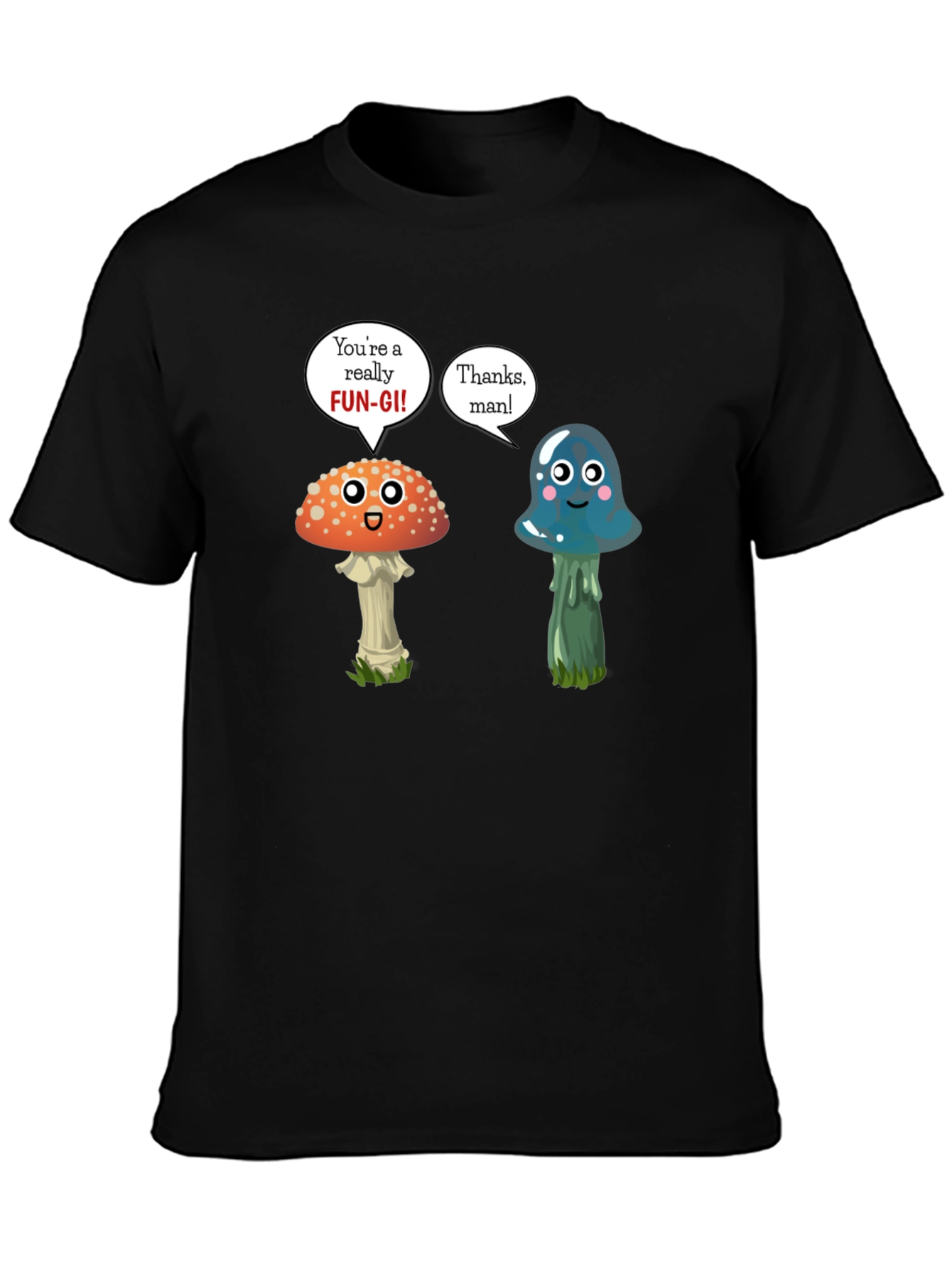Black Funny Mushroom Pun T-Shirt view 3