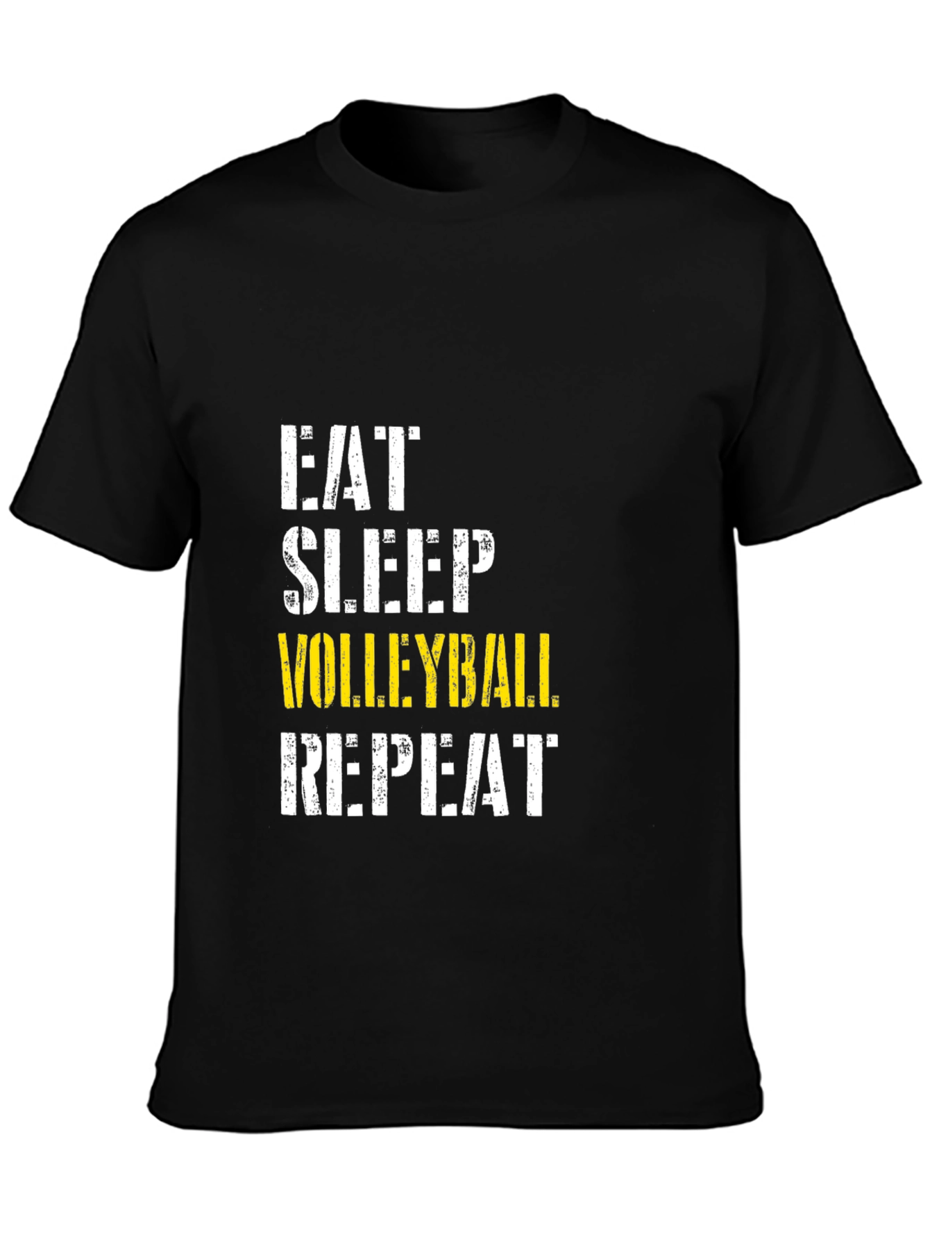Black Eat Sleep Volleyball Repeat Black T-Shirt view 3