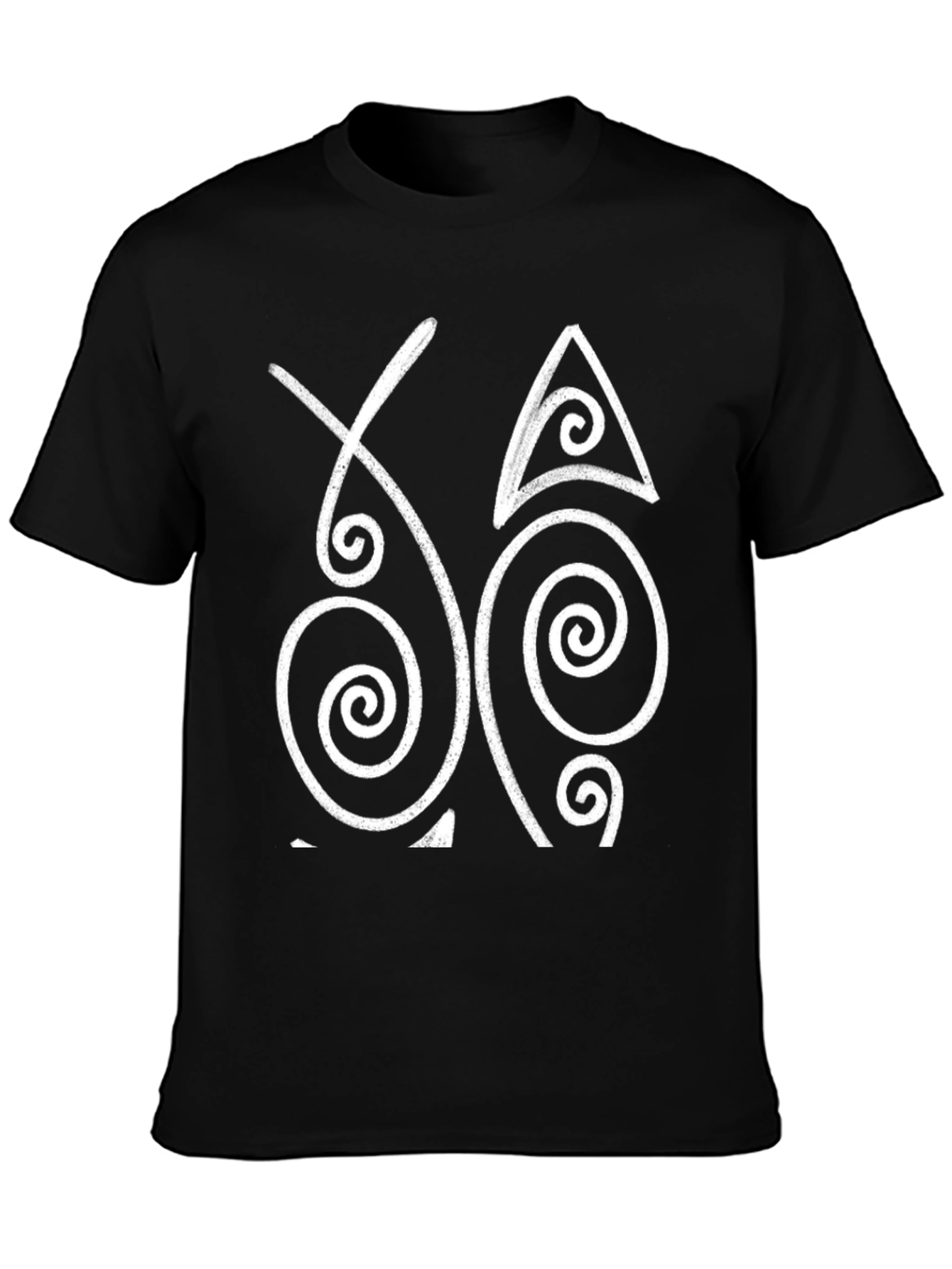 Black Abstract Spiral Graphic Black T-Shirt view 3