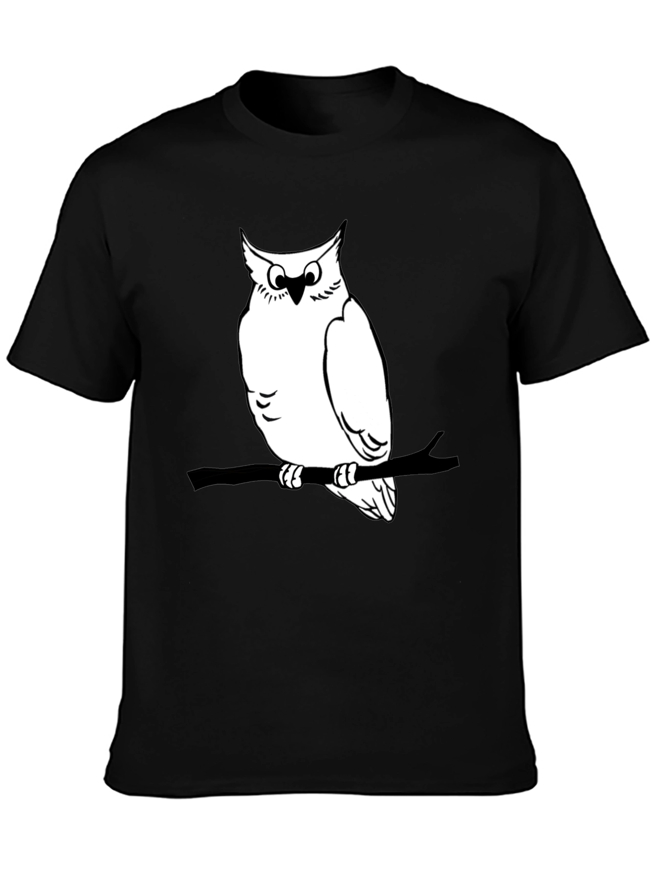 Black Owl Graphic Print Tee - Mens Black T-Shirt view 3