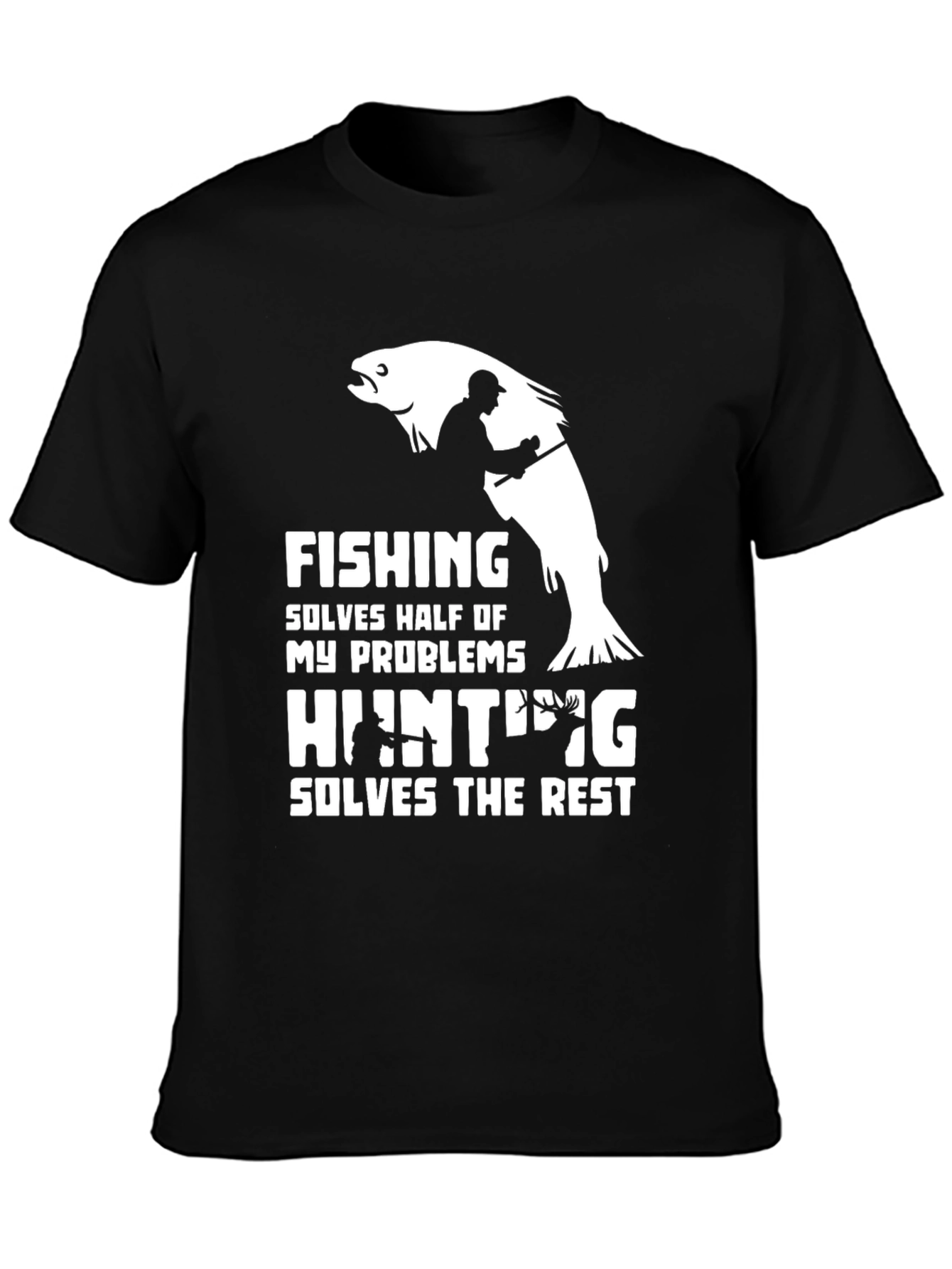 Black Fishing & Hunting T-Shirt - Humor Tee view 3