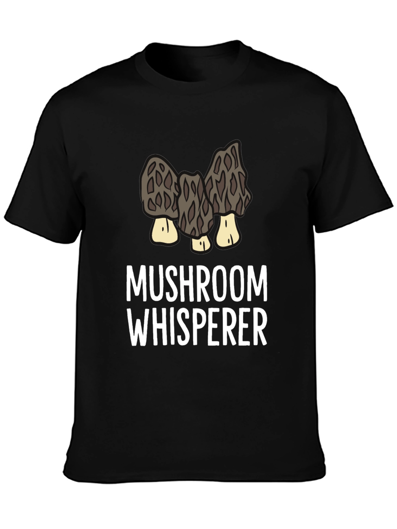 Black Mushroom Whisperer Graphic Tee - For Morel Hunters view 3