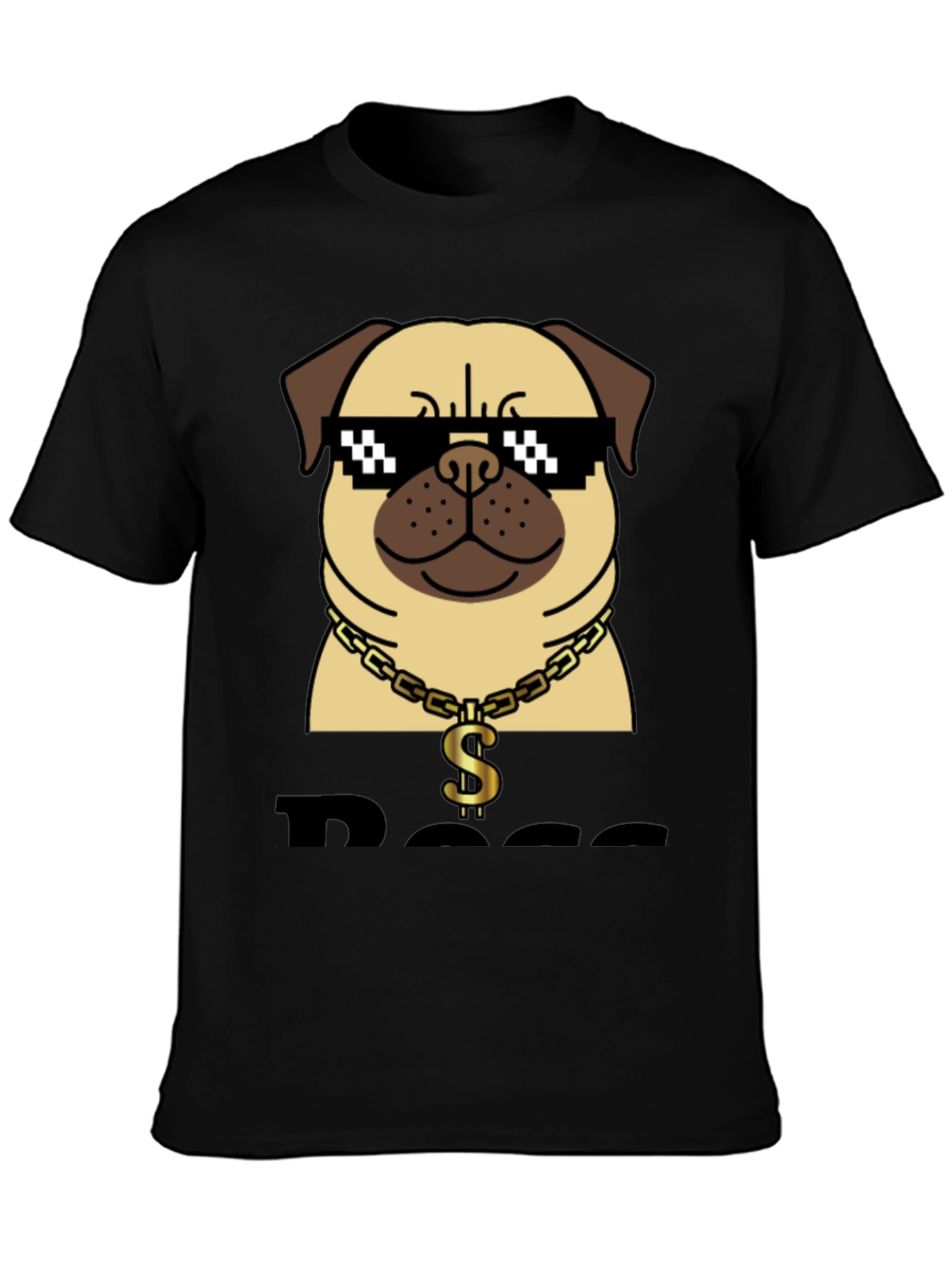 Black Pug Boss T-Shirt - Funny Dog Graphic Tee view 3