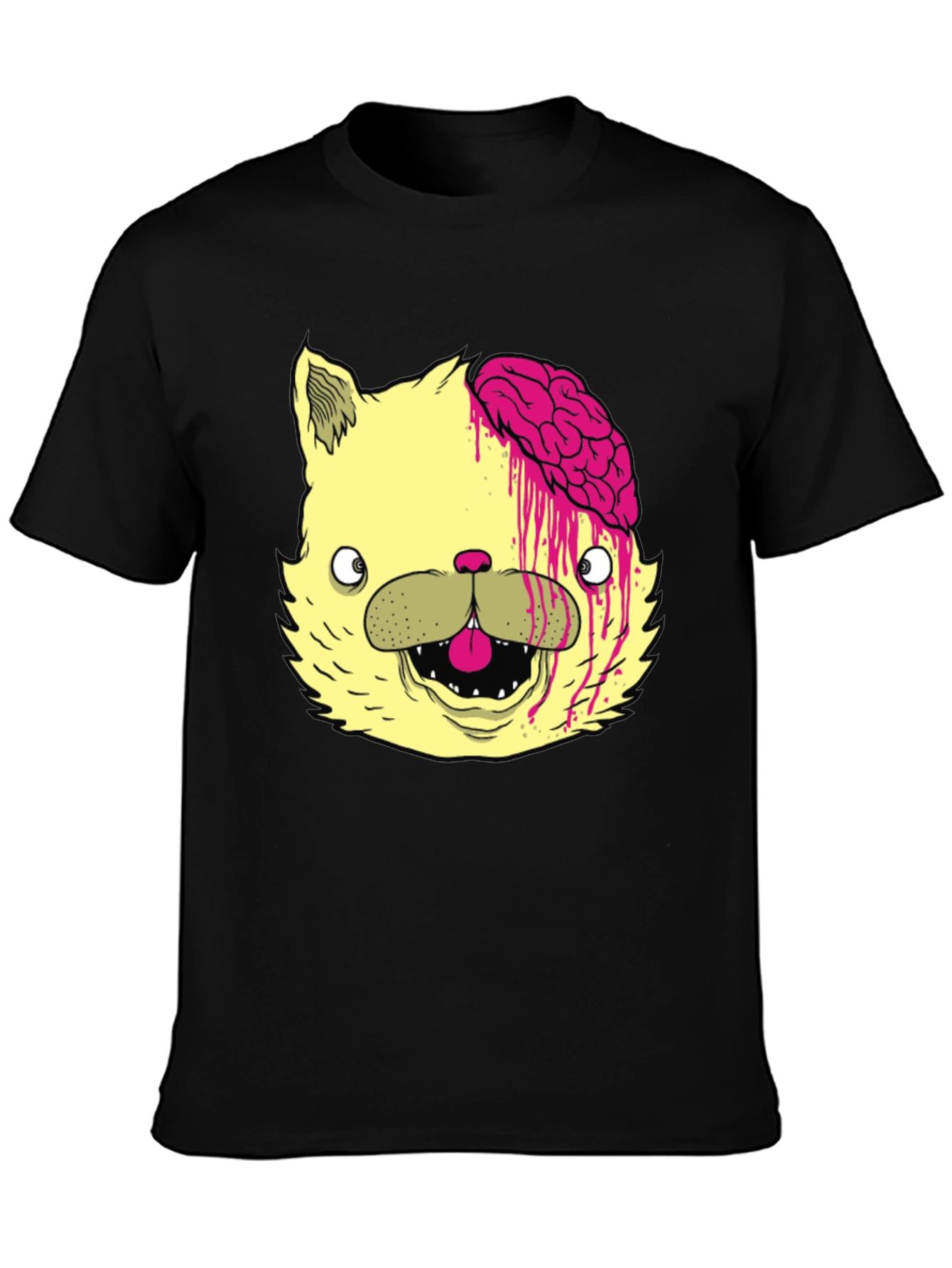 Black Zombie Cat Brains Graphic Tee - Mens view 3