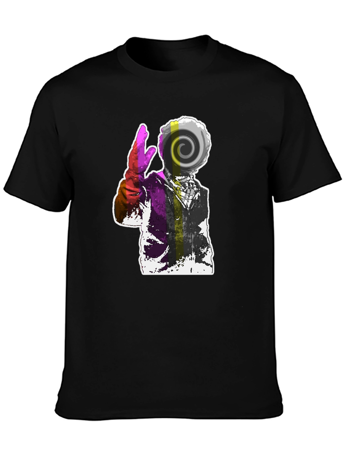 Black Abstract Swirl Graphic Tee - Men's Black T-Shirt view 3