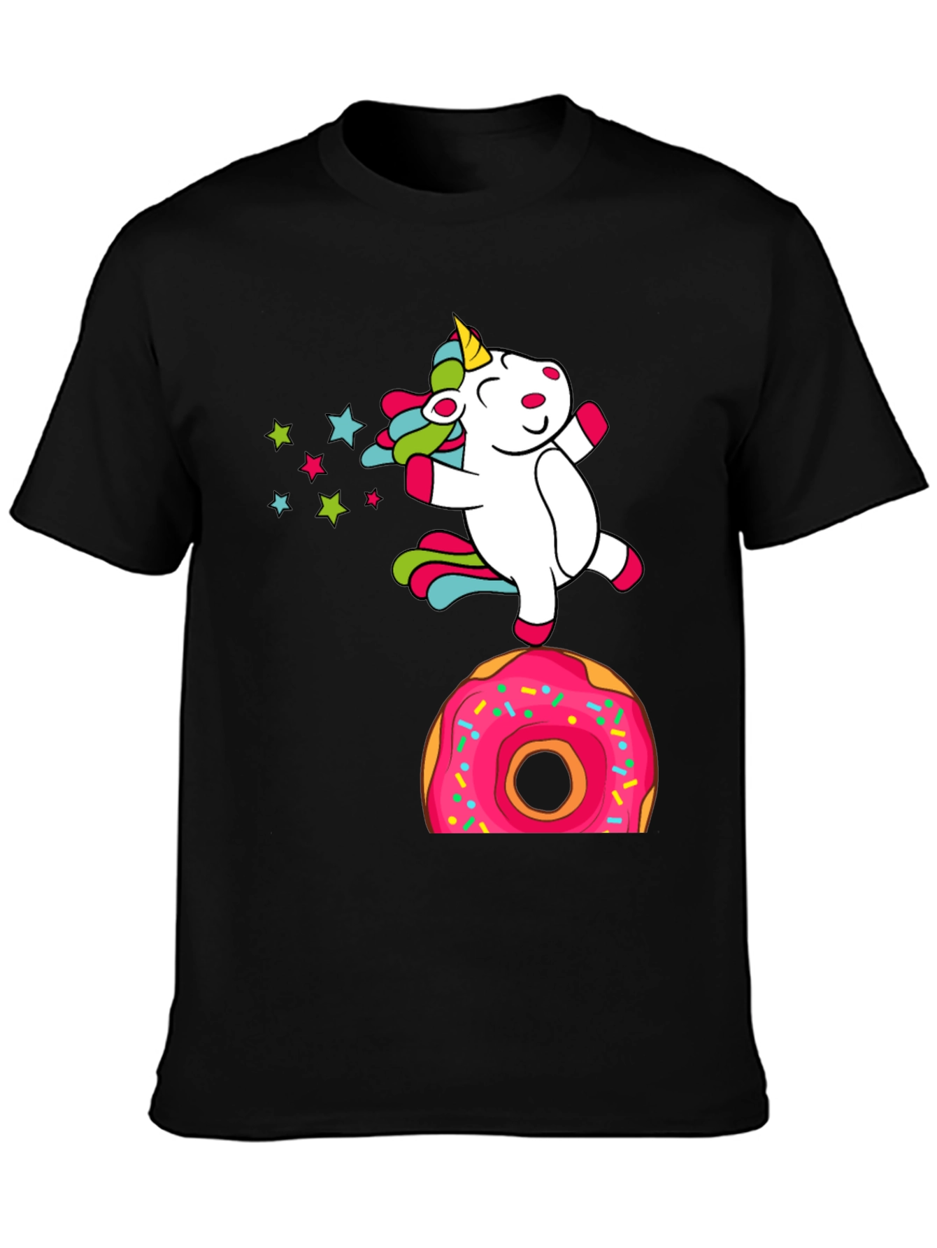 Black Unicorn Donut T-Shirt - Fun Novelty Tee view 3
