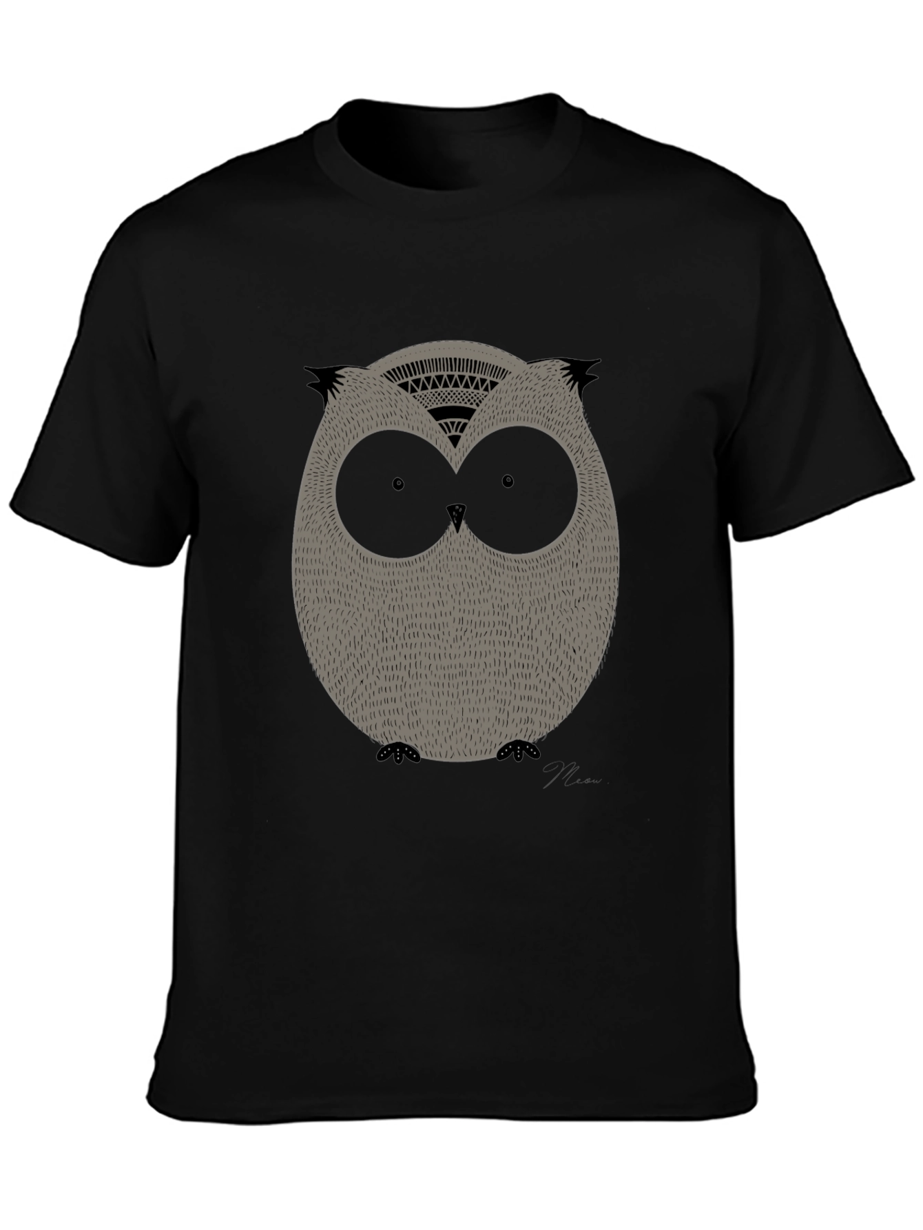 Cool Owl Graphic Print Black Tee - 3