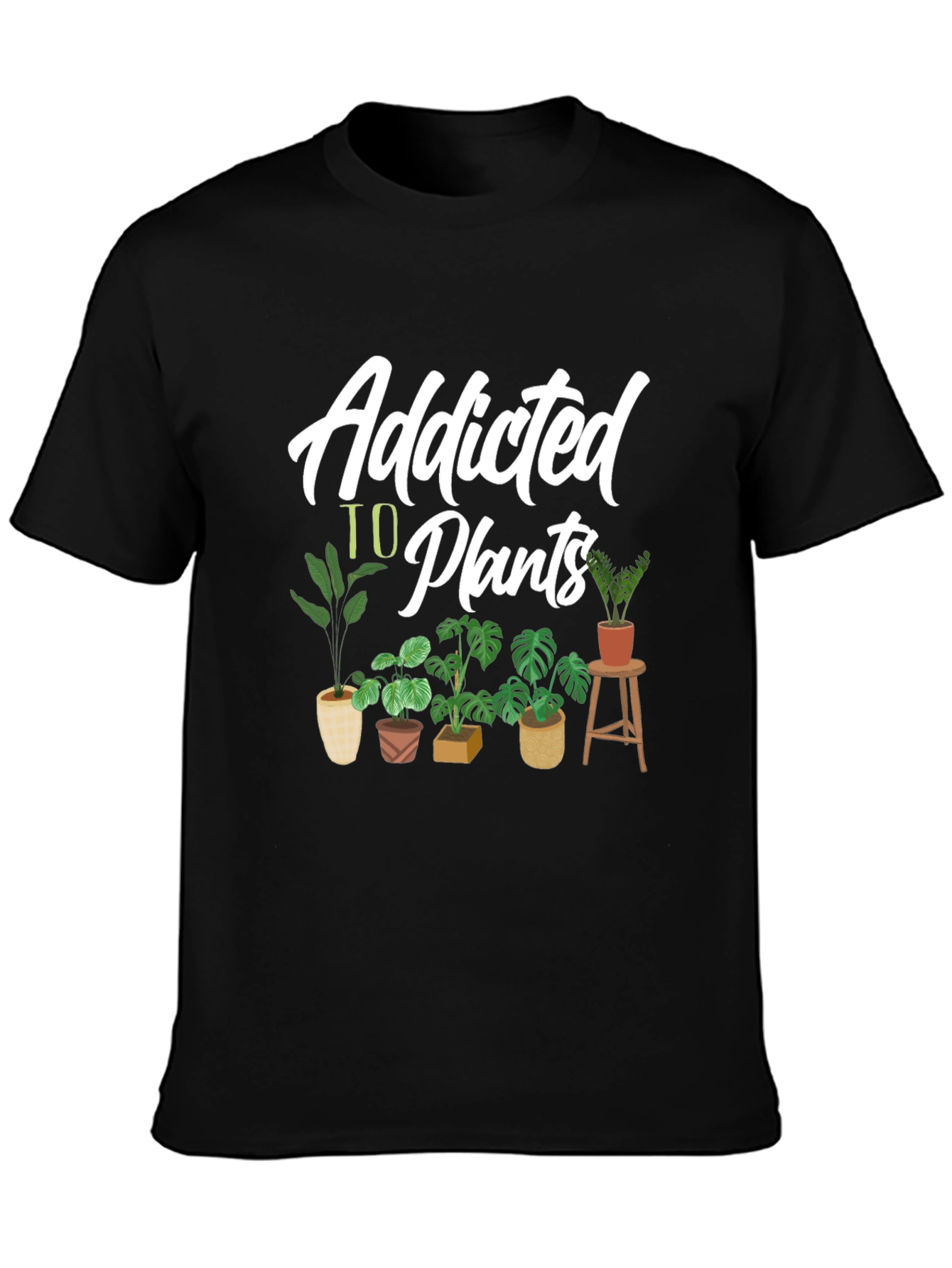 Black Addicted to Plants Graphic Tee - Black Cotton T-Shirt view 3