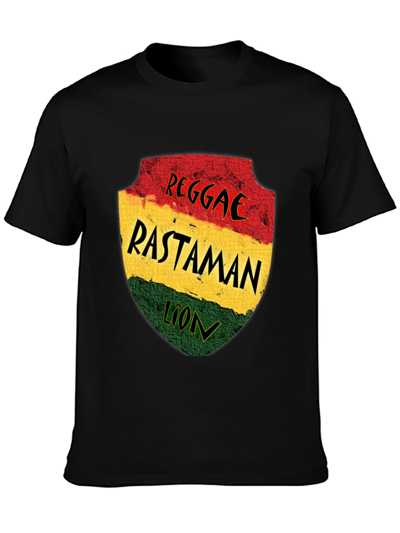 Black Reggae Rastaman Lion Graphic T-Shirt - Black view 3