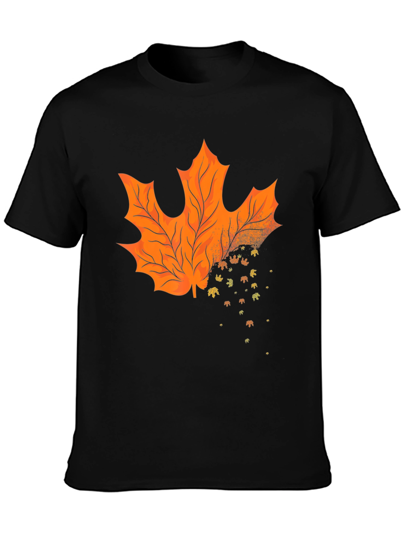 Black Autumn Leaf T-Shirt - Stylish Fall Apparel view 3