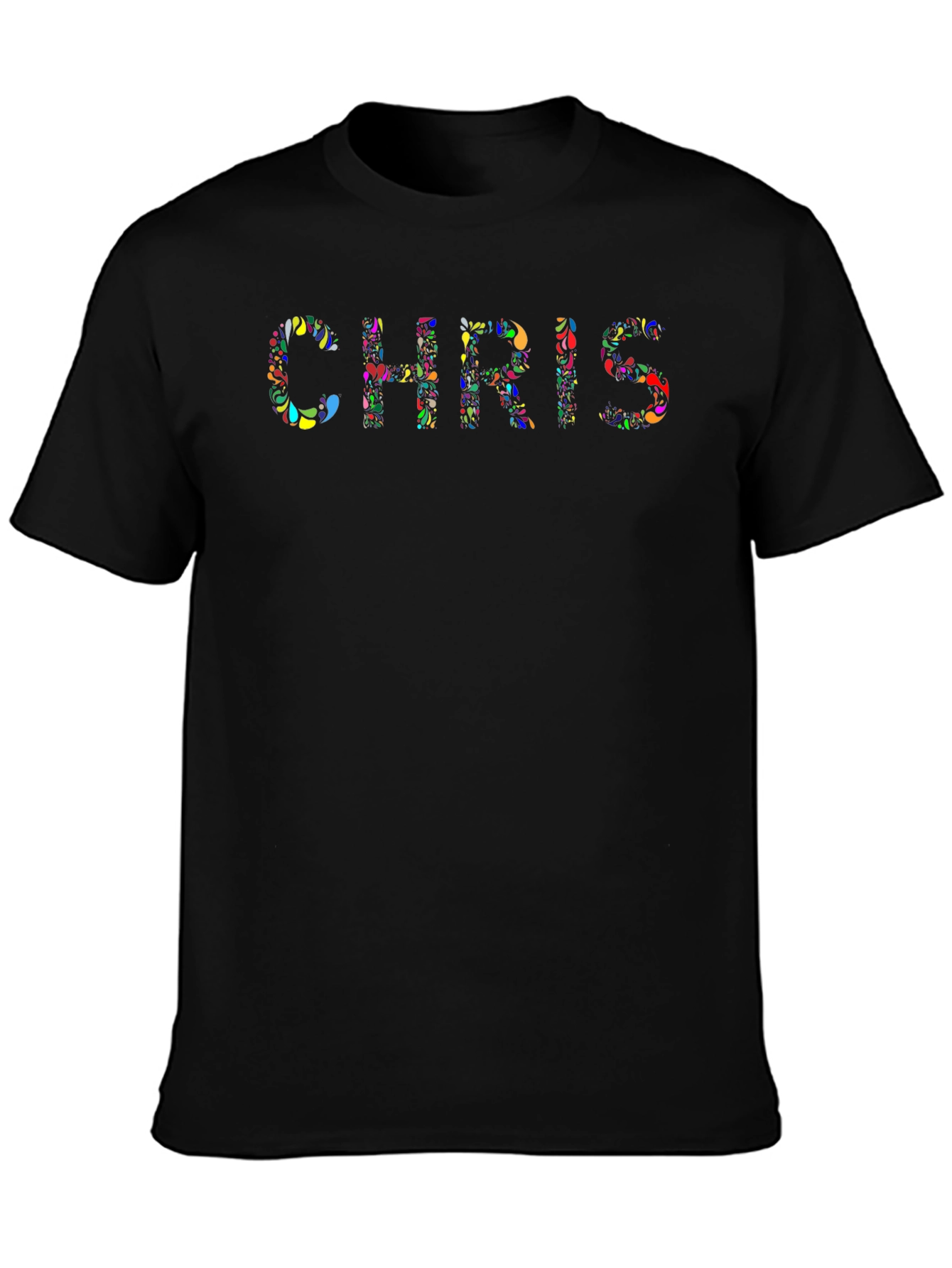 Black Colorful Floral CHRIS Custom T-Shirt view 3
