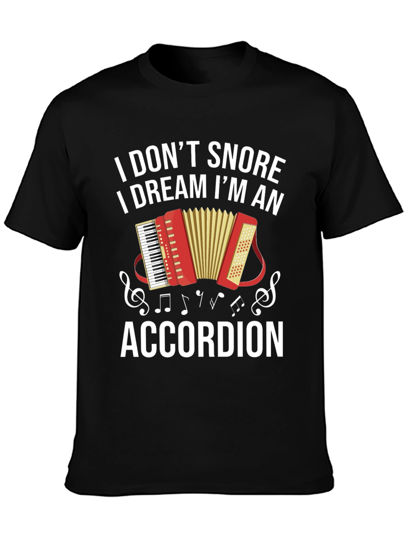 Black Funny Accordion Dream T-Shirt view 3