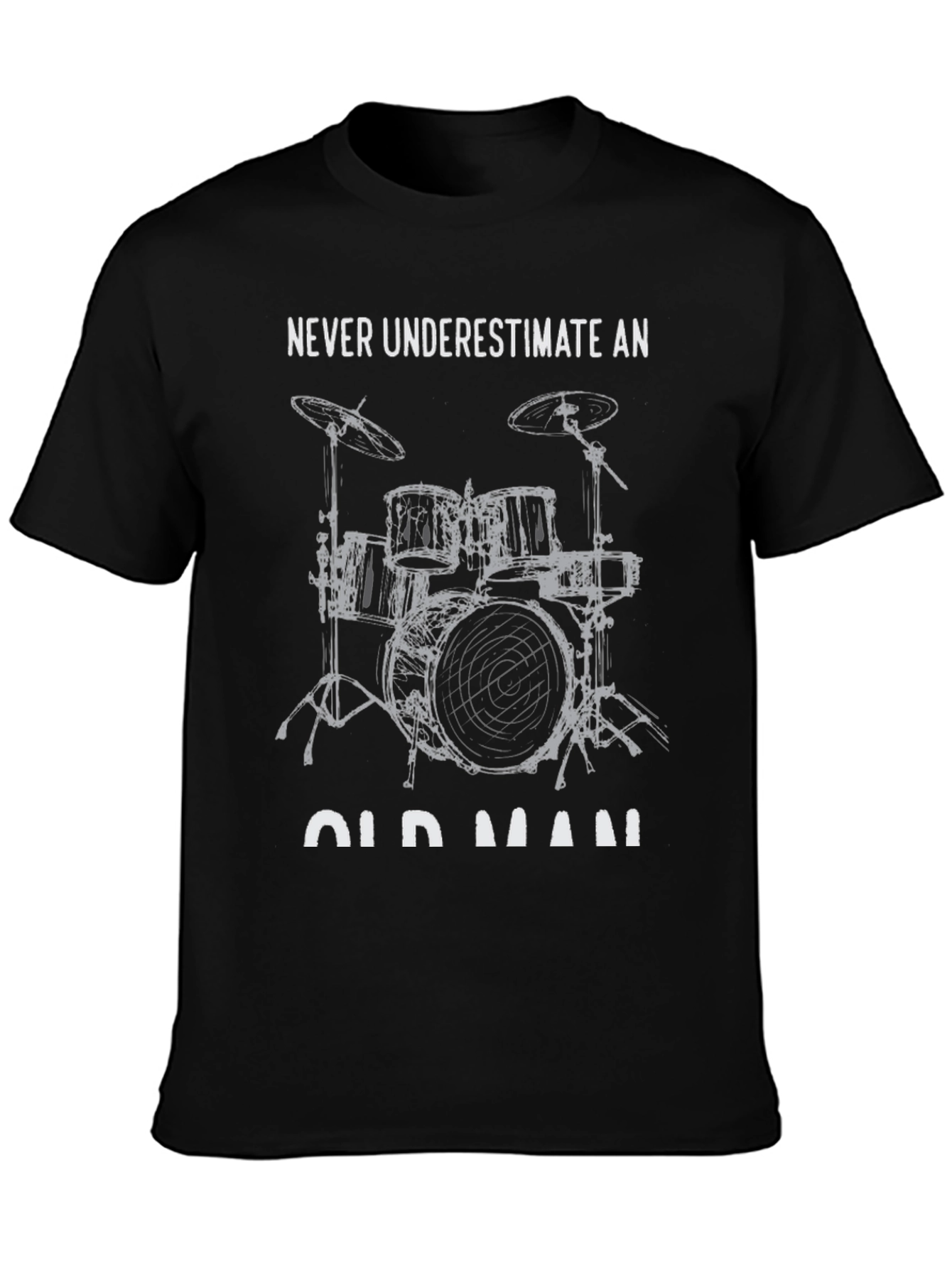 Black Never Underestimate Old Man Drummer T-Shirt view 3