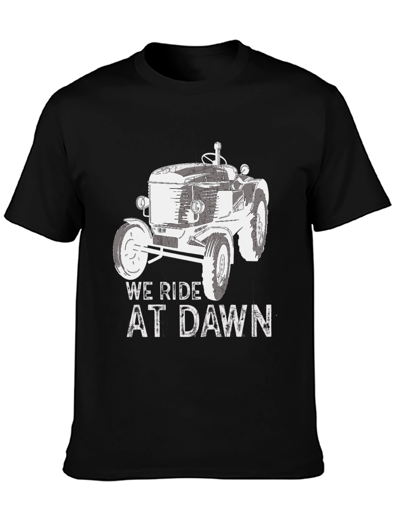 Black We Ride At Dawn Tractor Graphic Tee view 3