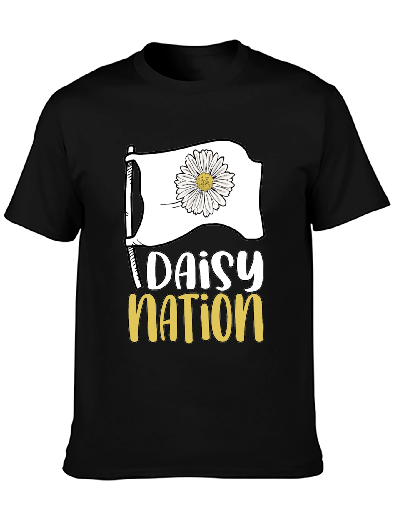 Black Daisy Nation Graphic Tee - Black Cotton T-Shirt view 3