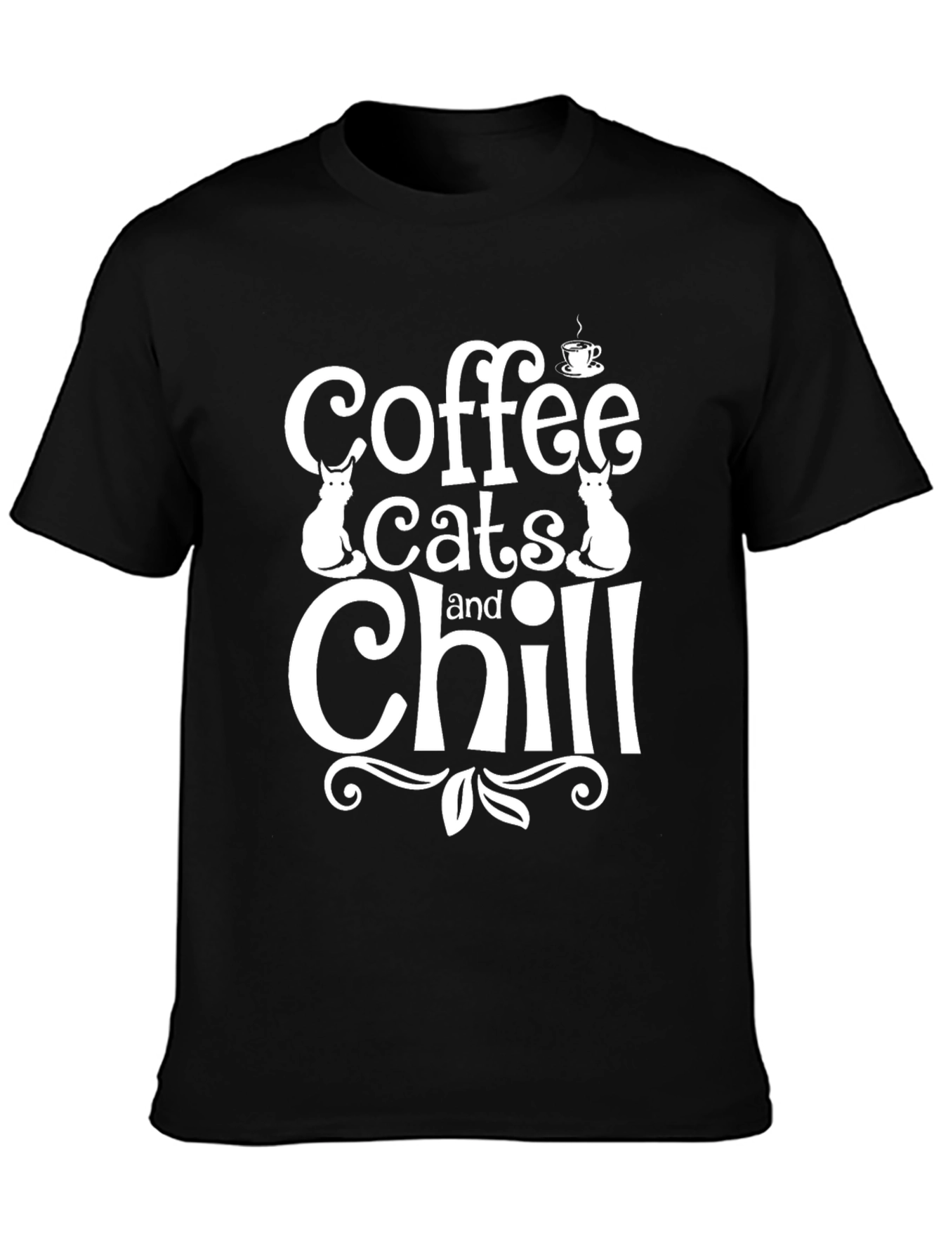 Black Coffee Cats and Chill T-Shirt - Unisex view 3