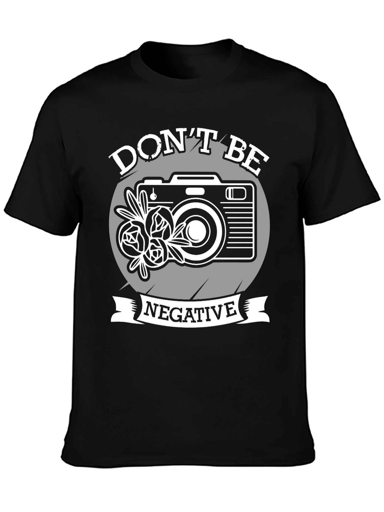 Black Don't Be Negative Camera Graphic T-Shirt view 3