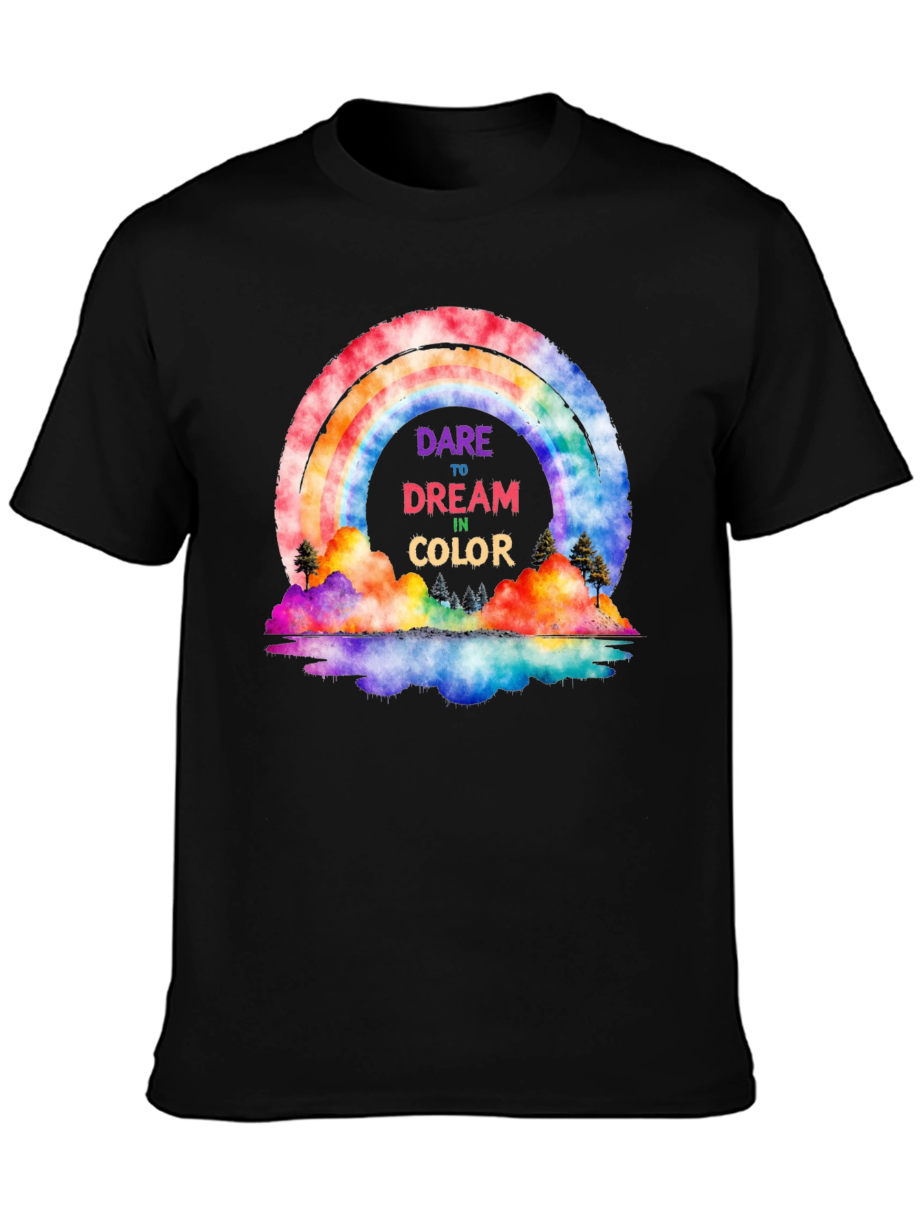 Black Dare to Dream Rainbow Graphic Tee view 3
