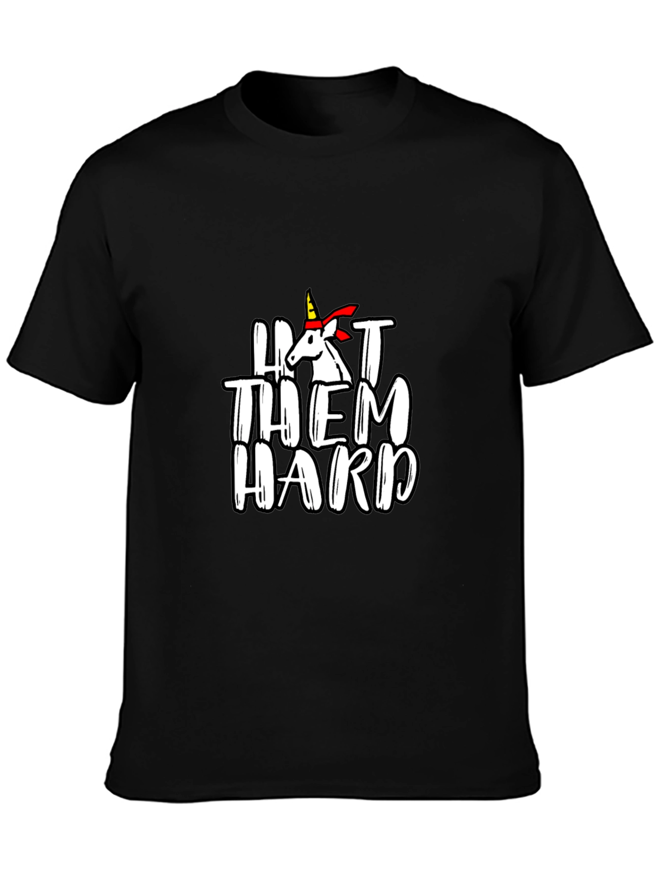 Black Hit Them Hard Unicorn Graphic Tee - Men's Black T-Shirt view 3
