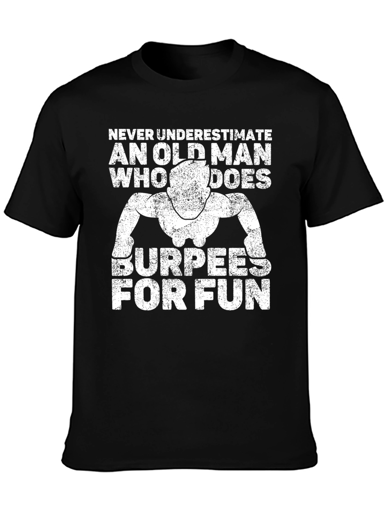Black Old Man Burpees Funny Workout T-Shirt view 3
