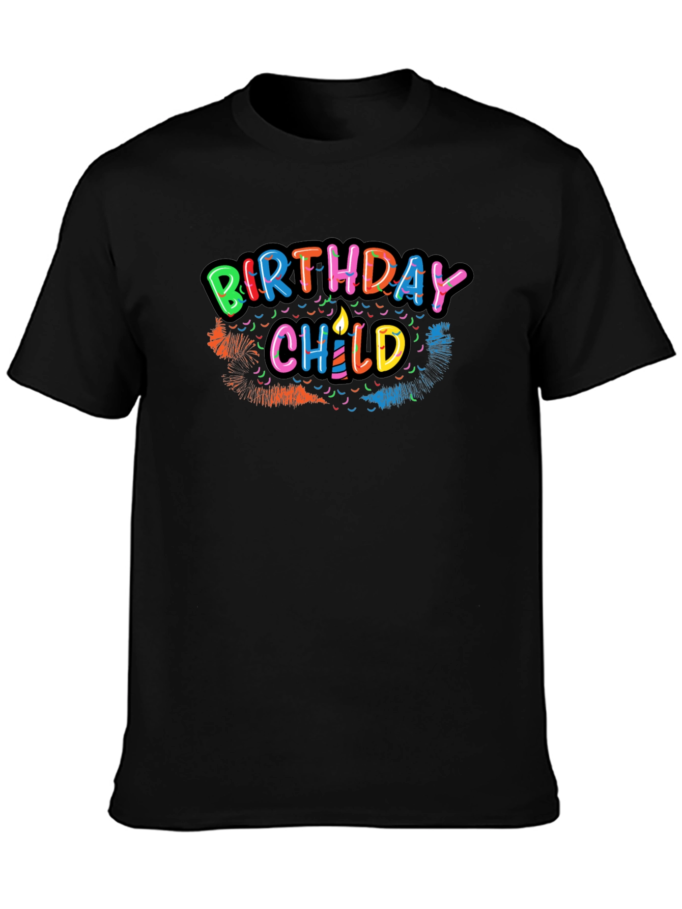 Black Birthday Child Graphic Tee - Black Cotton Shirt view 3