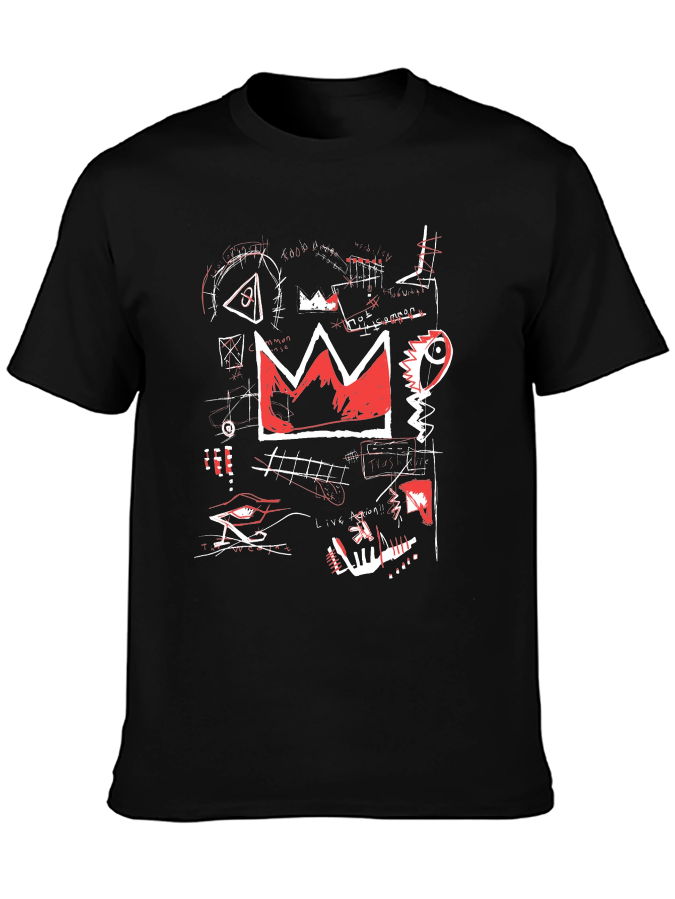 Black Basquiat Inspired Graphic Tee - Crown Design view 3