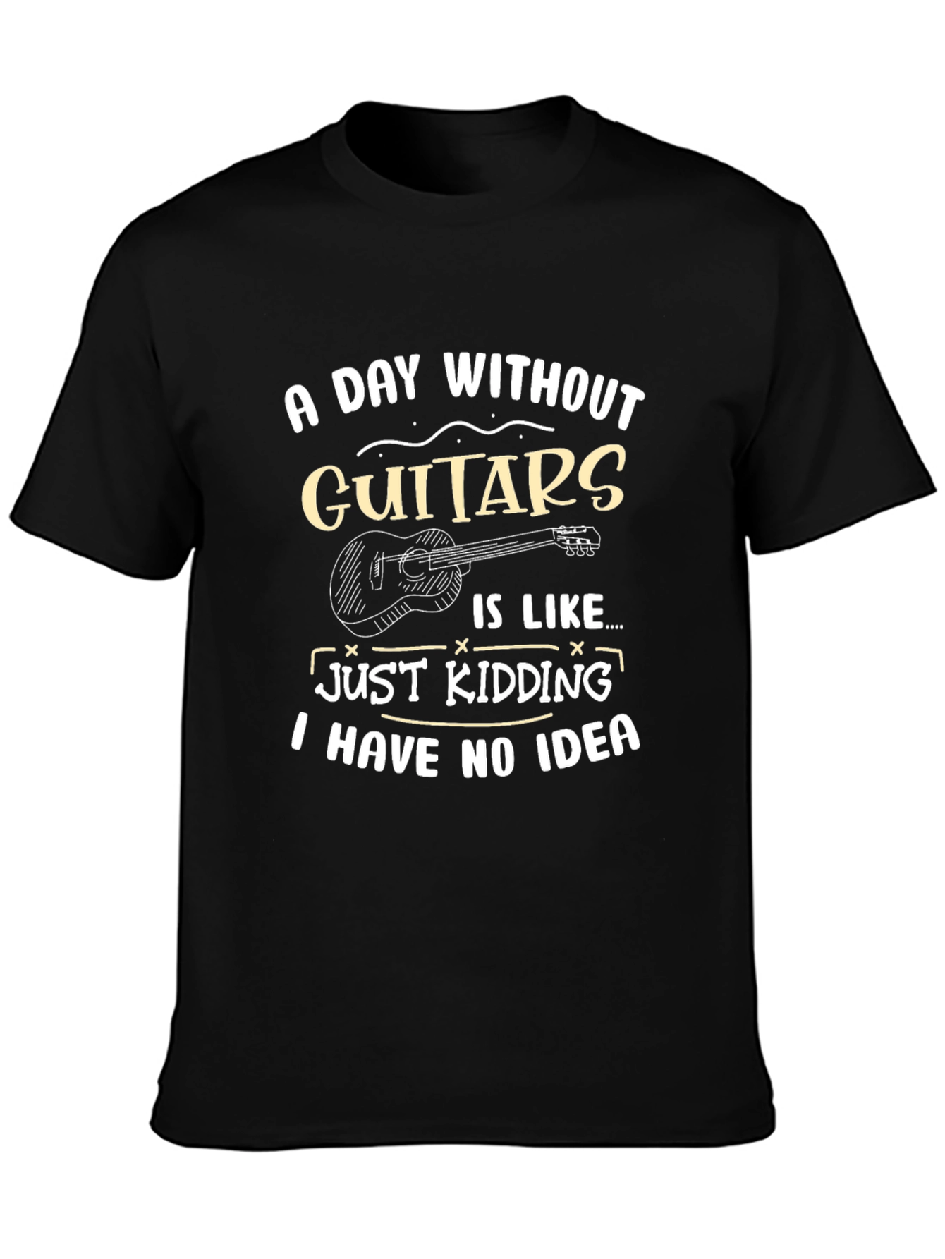 Black Funny Guitar T-Shirt - A Day Without Guitars view 3
