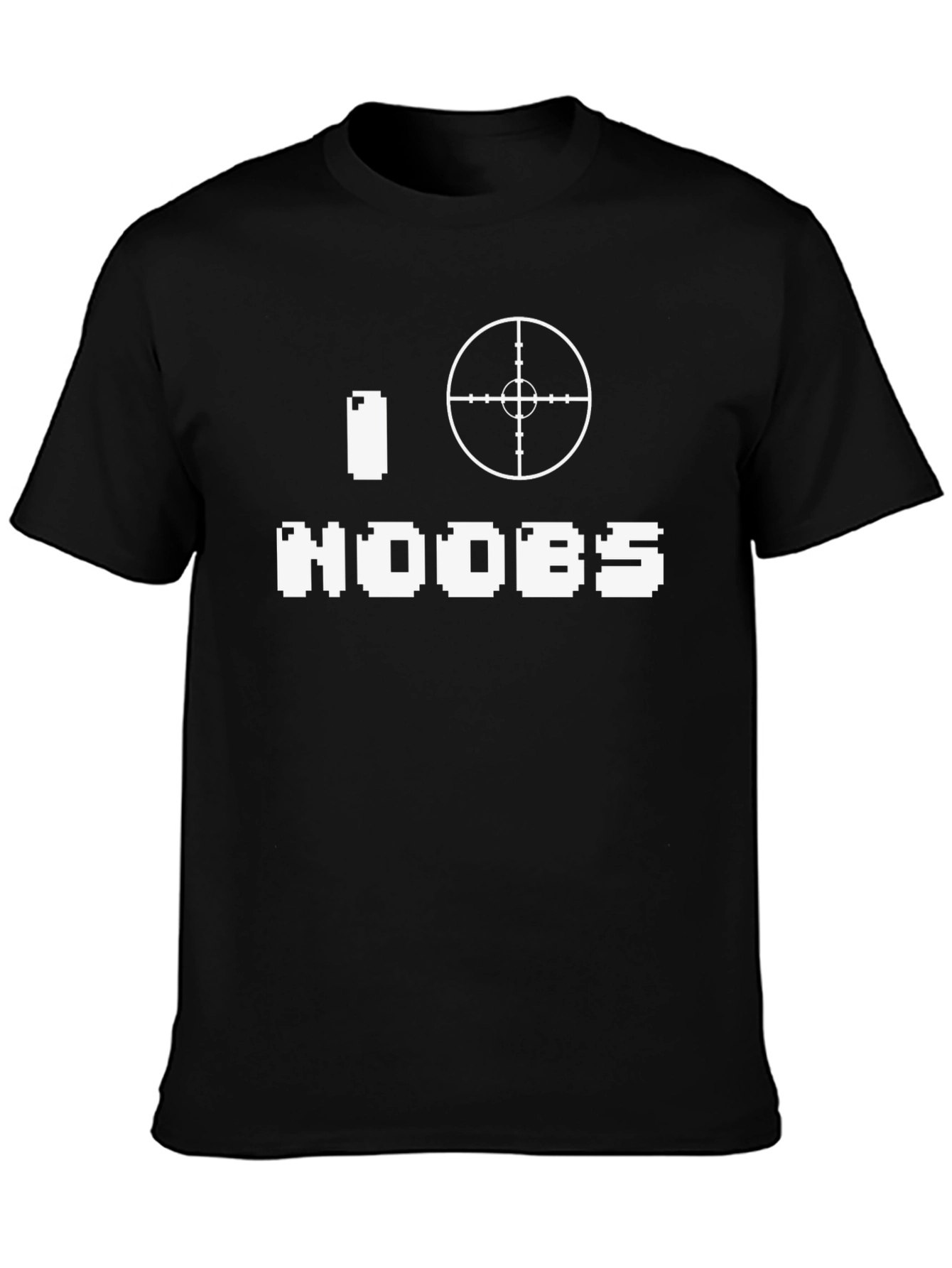 Black I Love Noobs Gaming T-Shirt - Black Crew Neck view 3