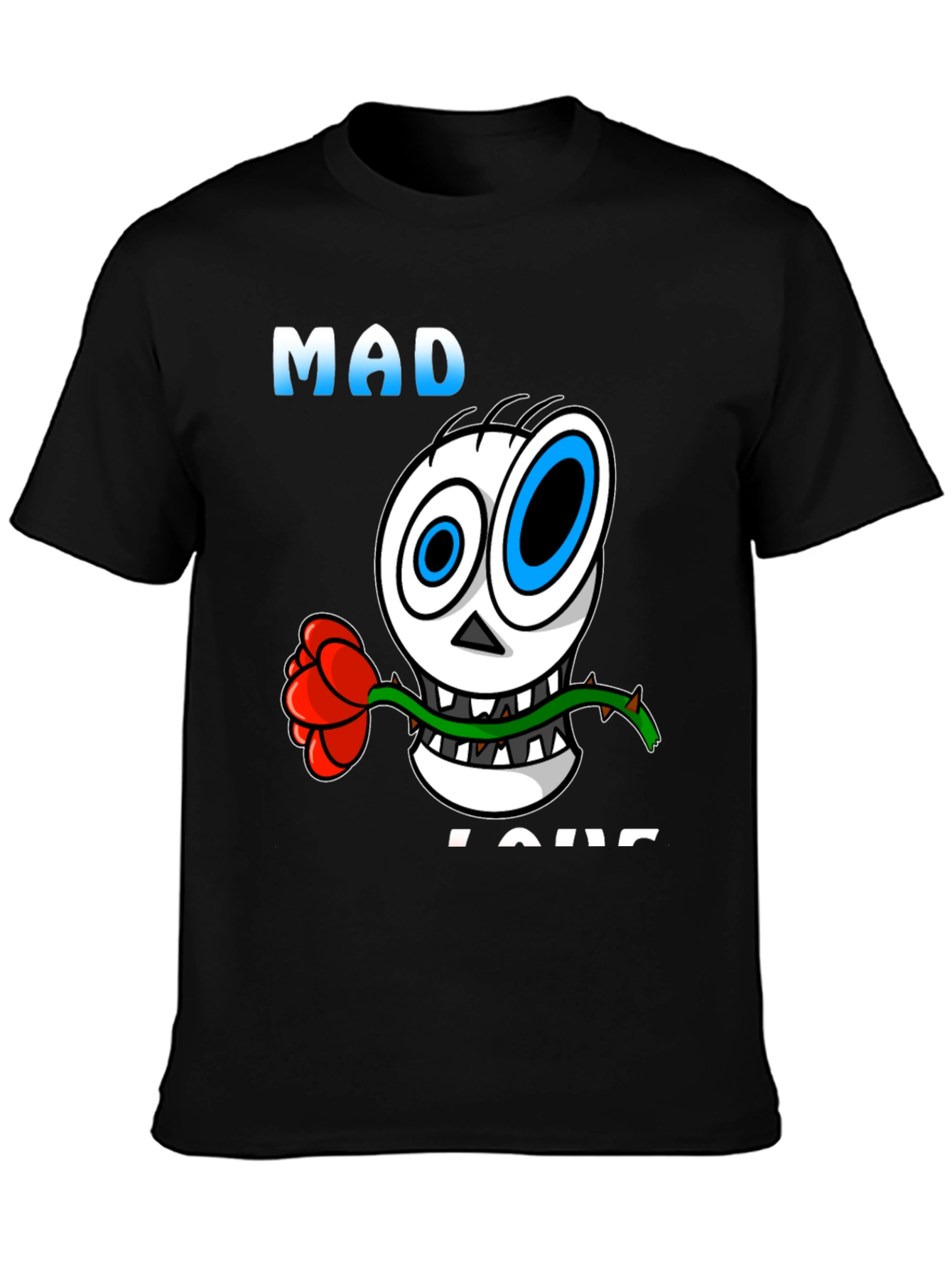Black Mad Love Skull Graphic Black T-Shirt view 3