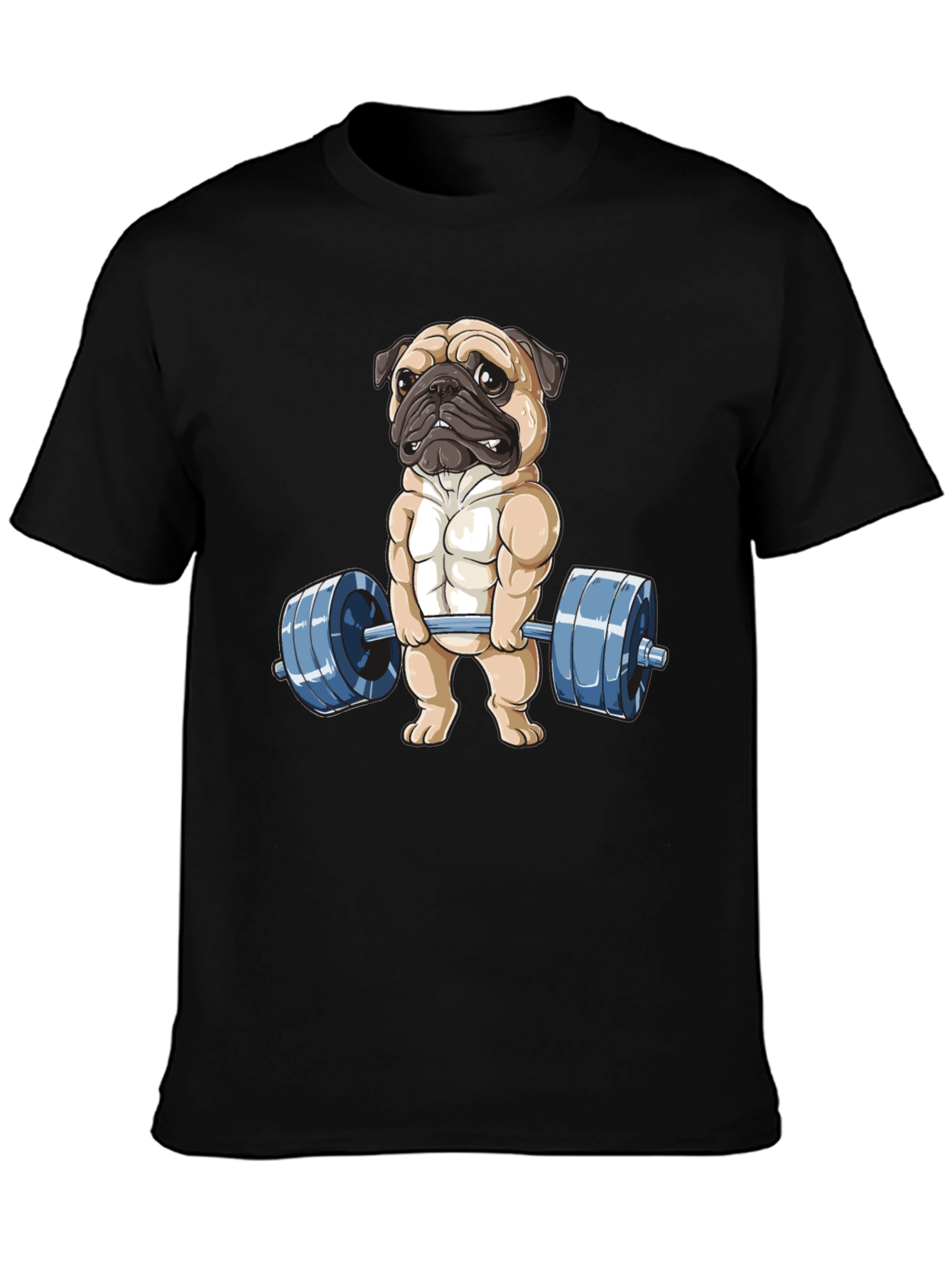 Black Pug Lifter T-Shirt - Black Cotton Fitness Tee view 3