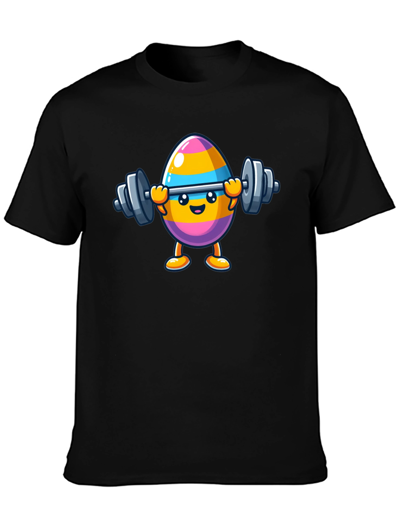Black Easter Egg Lifting Weights Graphic T-Shirt view 3