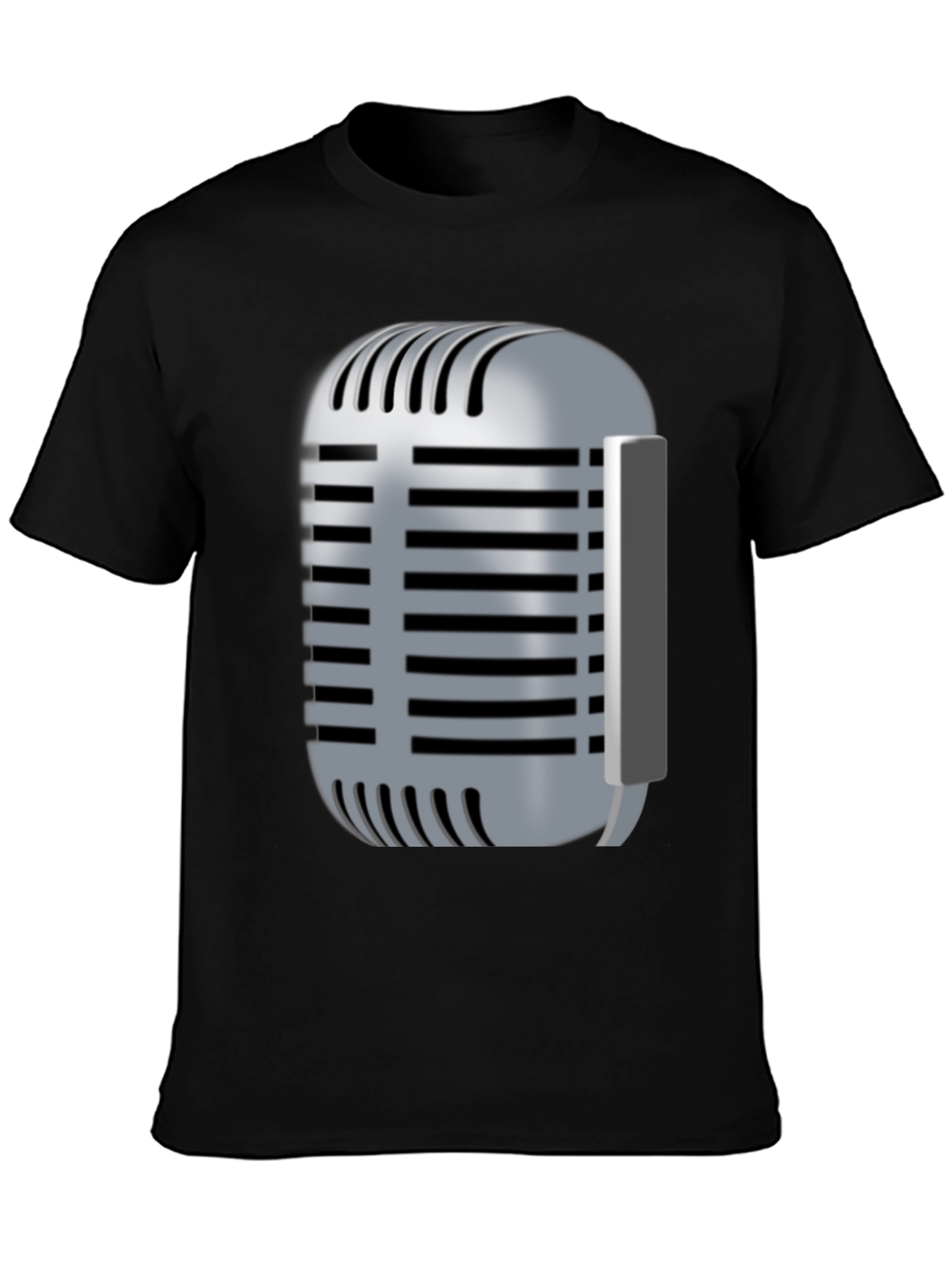 Black Vintage Microphone Graphic T-Shirt view 3
