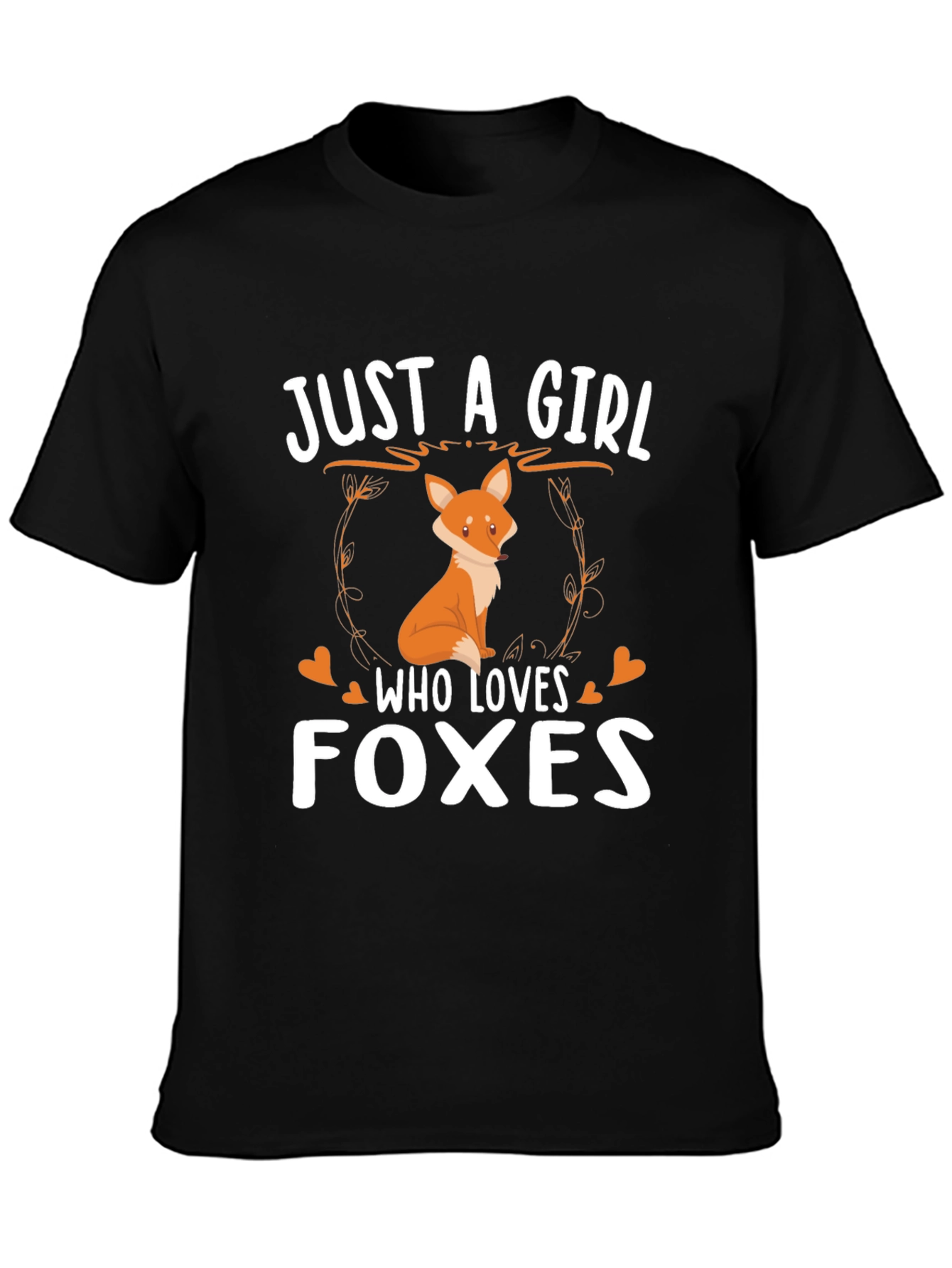 Black Just A Girl Who Loves Foxes Graphic T-Shirt view 3