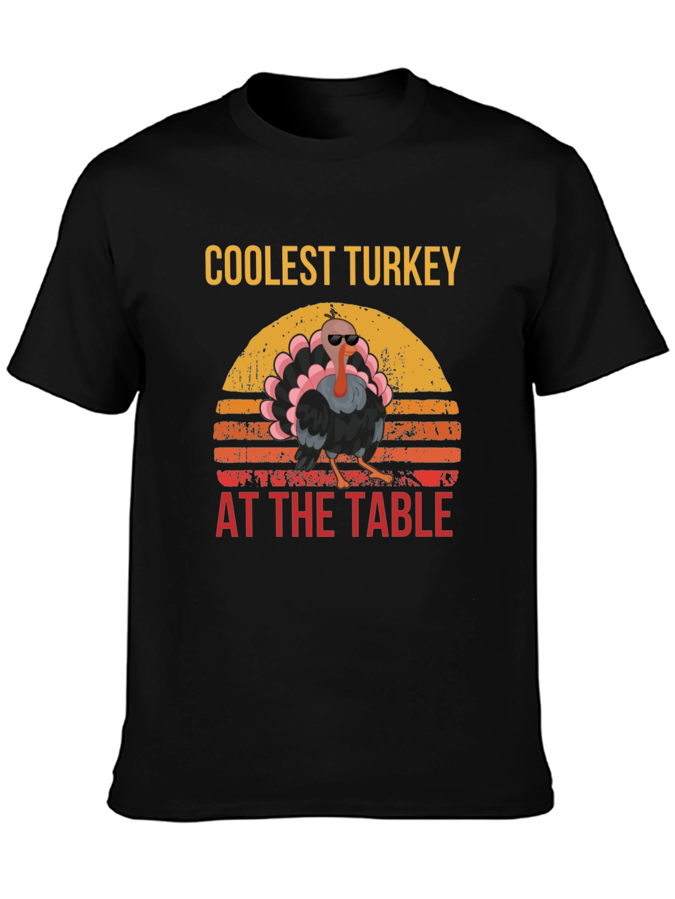 Black Coolest Turkey at the Table Black Graphic Tee view 3