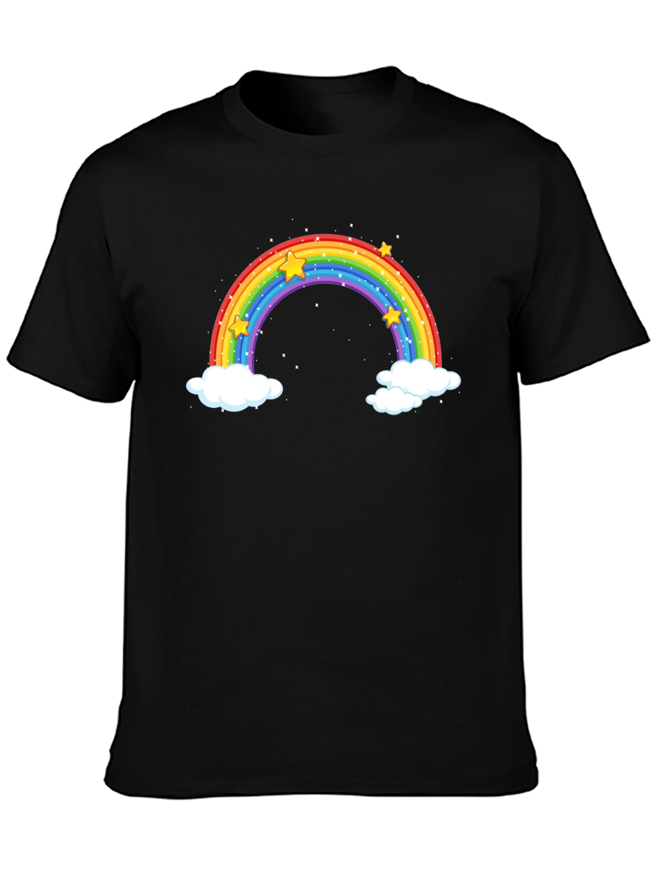 Black Rainbow & Stars Graphic Tee - Black Cotton view 3
