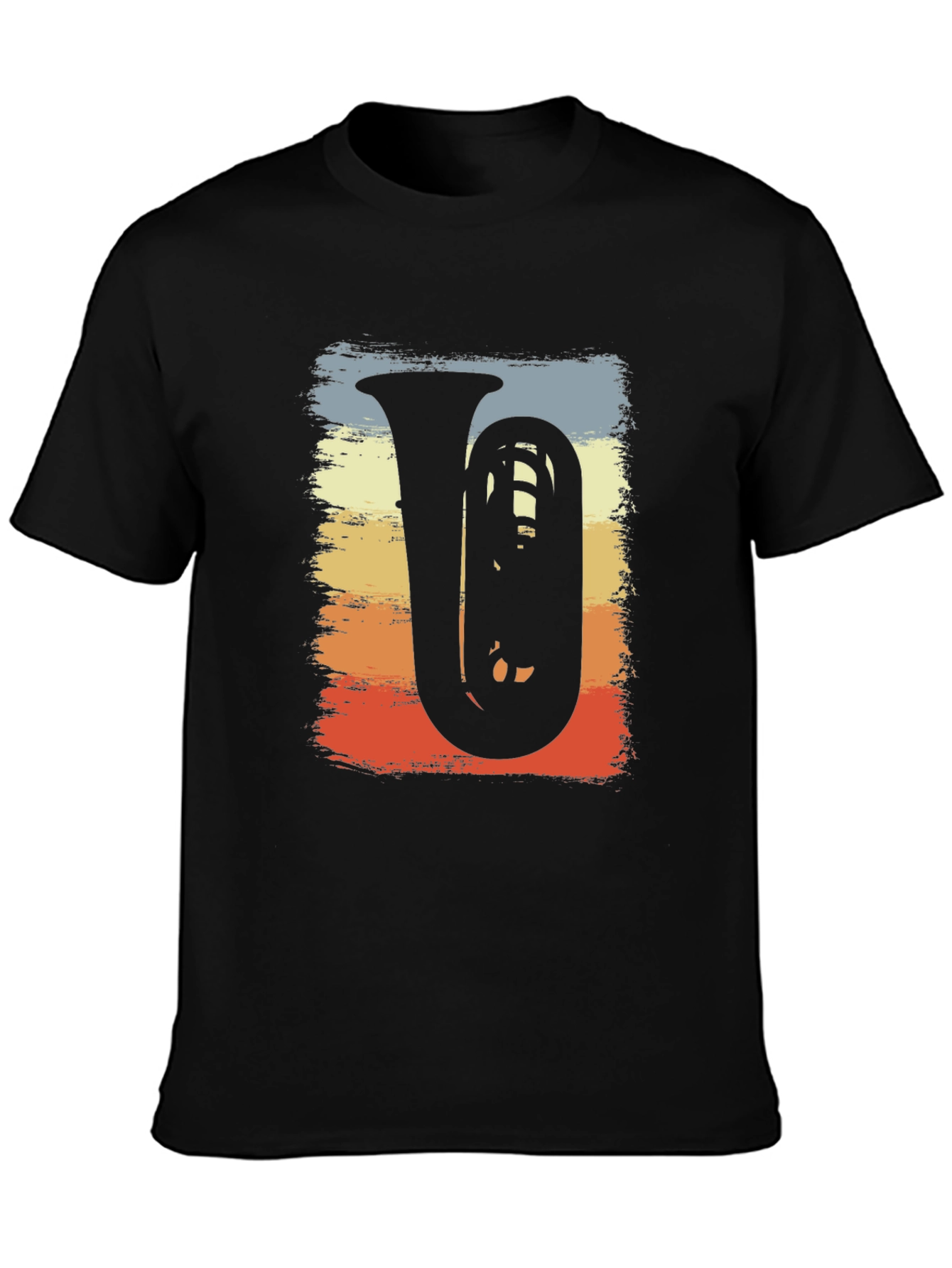 Black Vintage Tuba Music Tee - Retro Band Shirt view 3