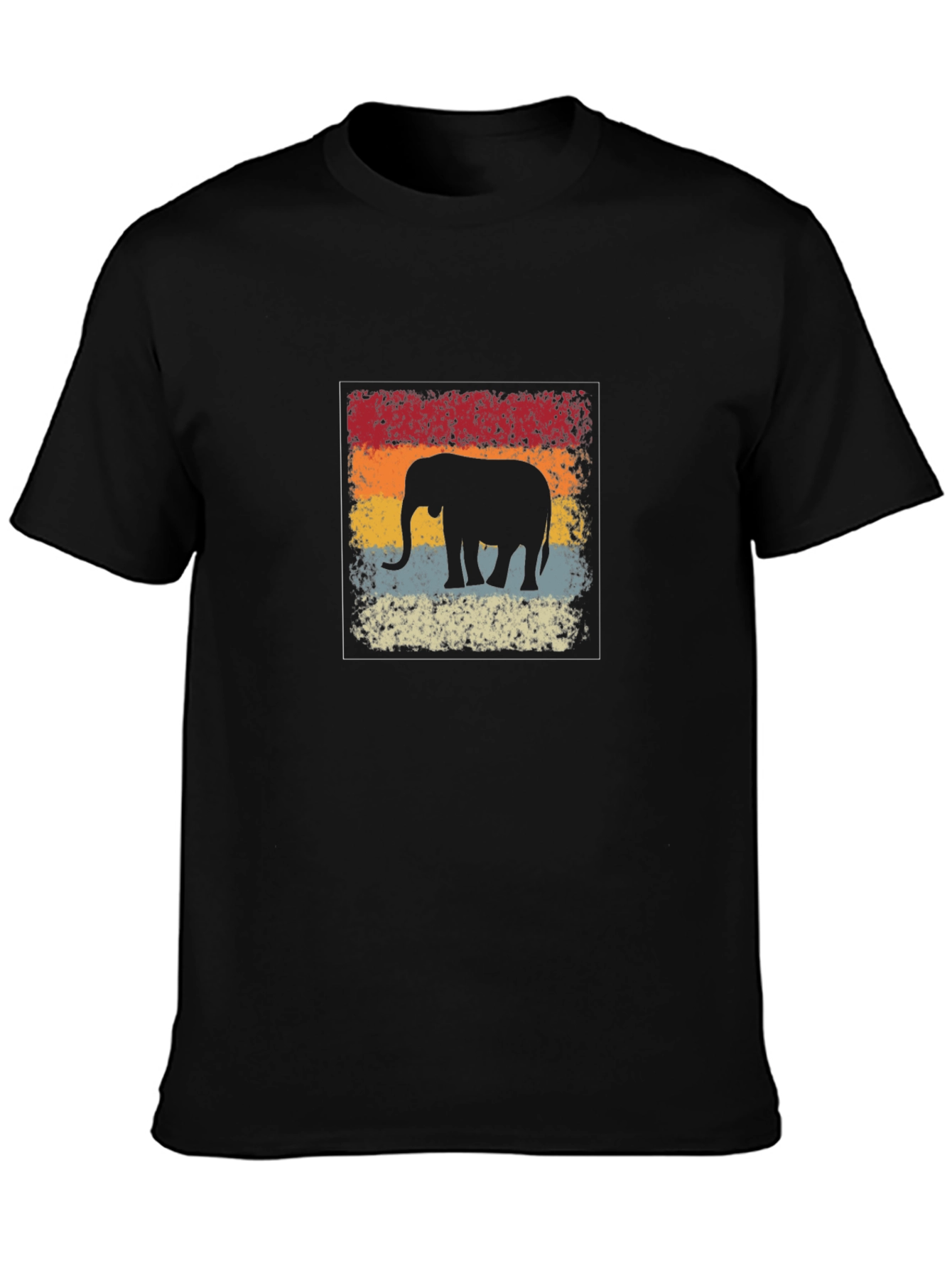 Black Retro Elephant Graphic Tee - Vintage Style Comfort view 3