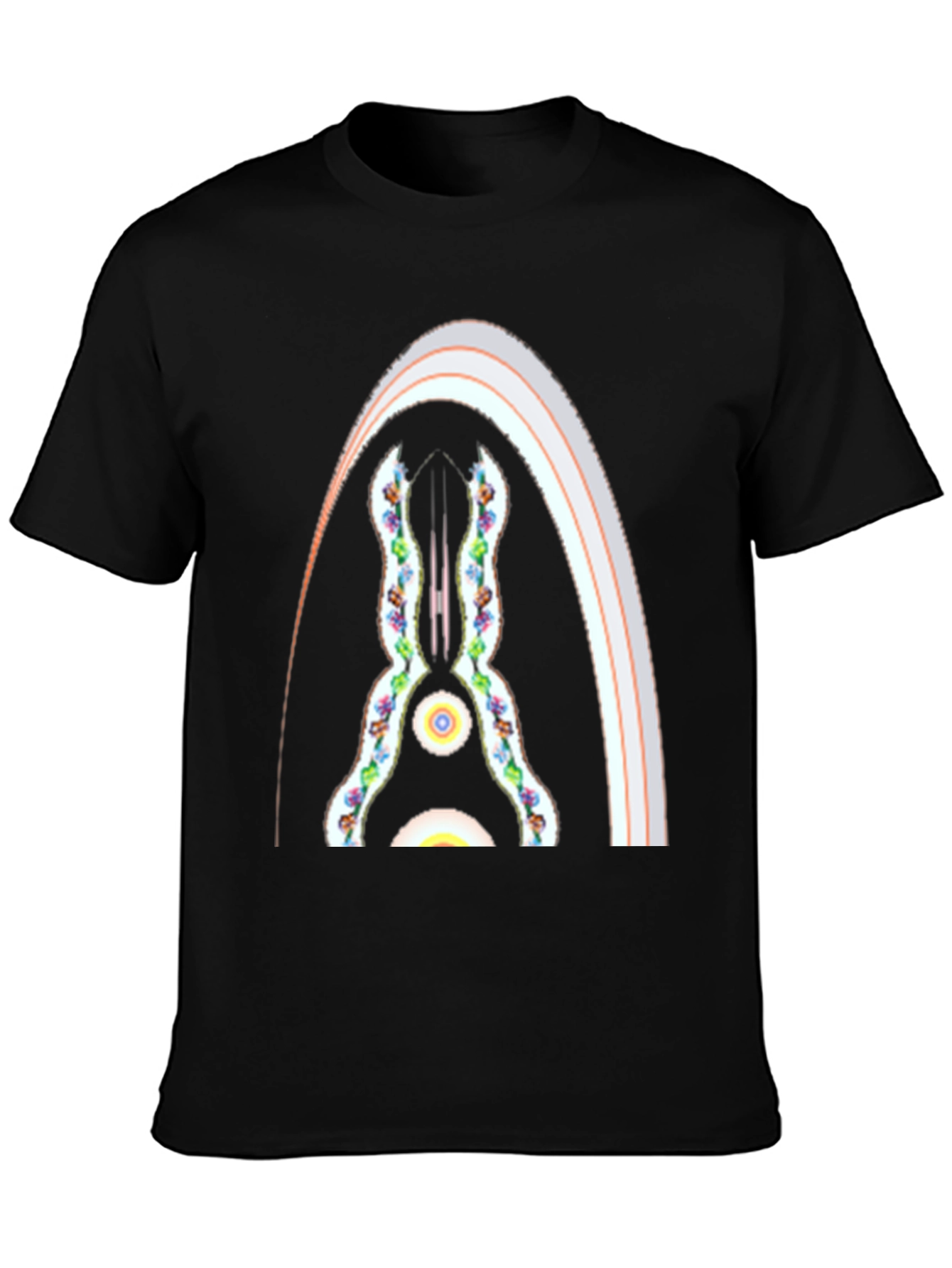 Black Abstract Archway Graphic Tee - Black Cotton Blend view 3