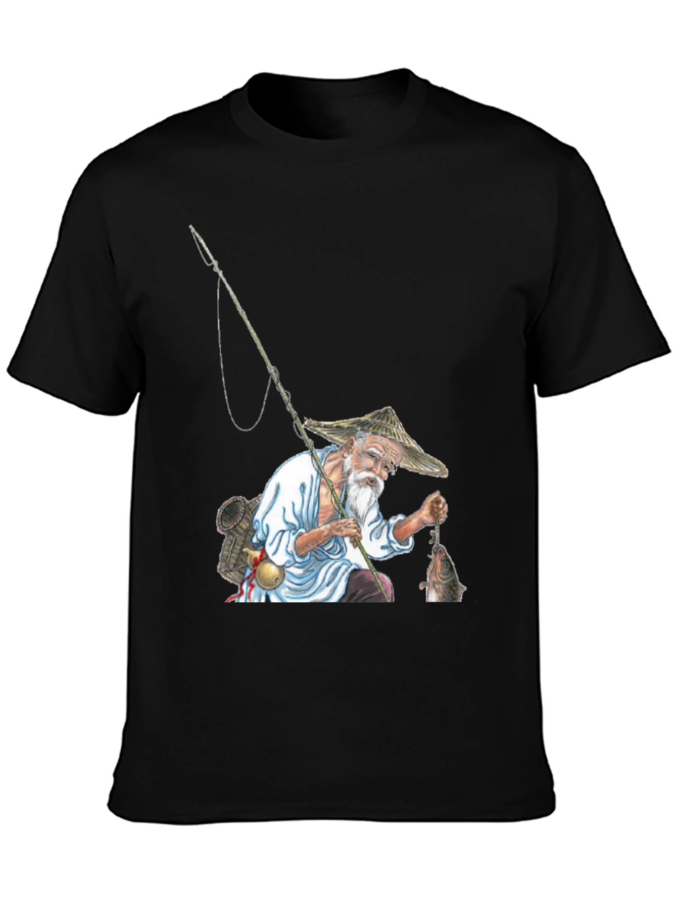 Black Fisherman Graphic Tee - Unique Artistic Design view 3