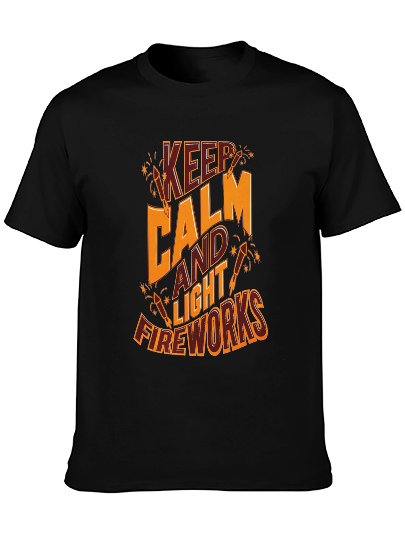 Keep Calm & Light Fireworks T-Shirt - Black Cotton Tee - 3