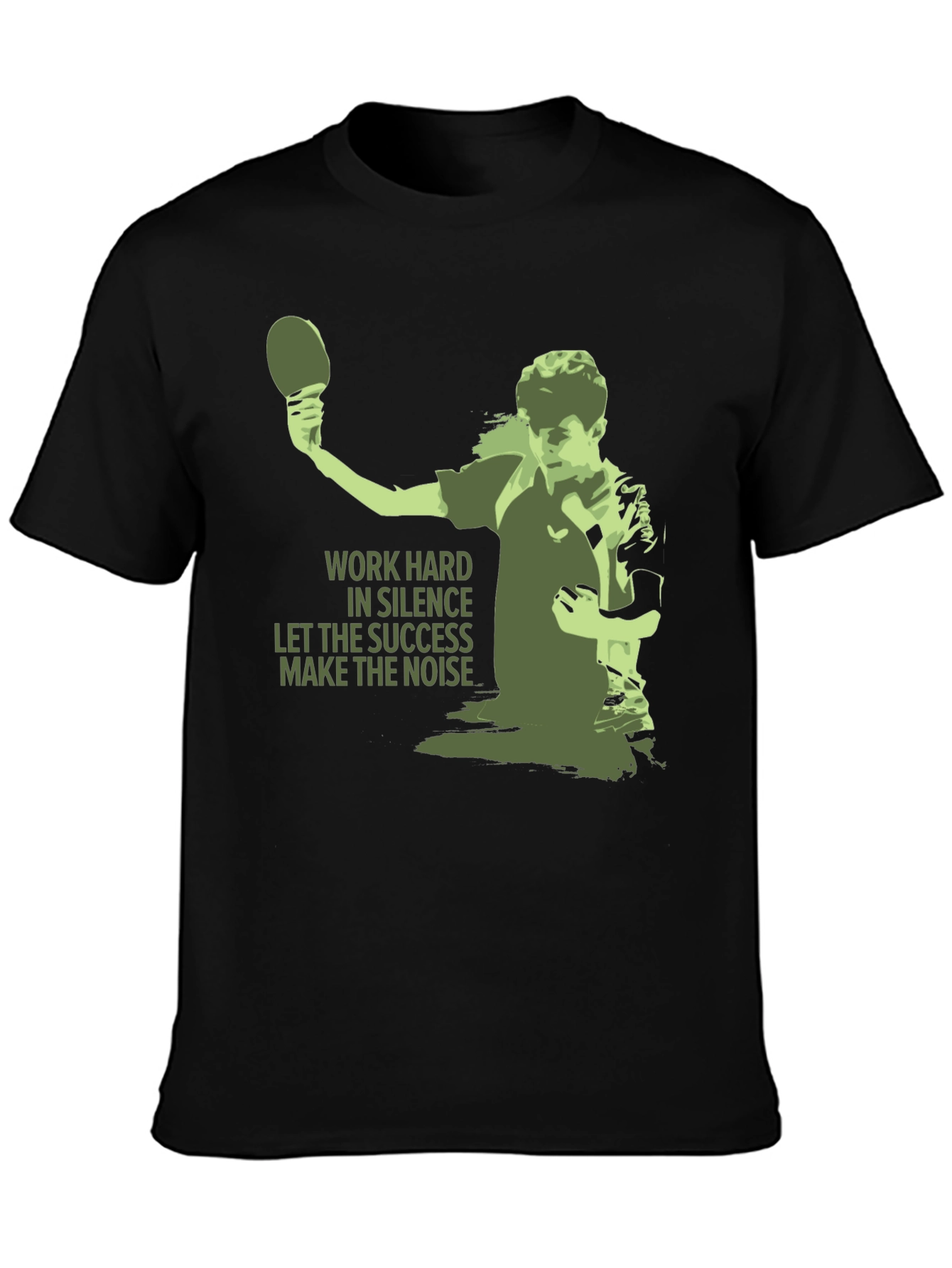 Black Table Tennis Graphic Tee - Work Hard T-Shirt view 3